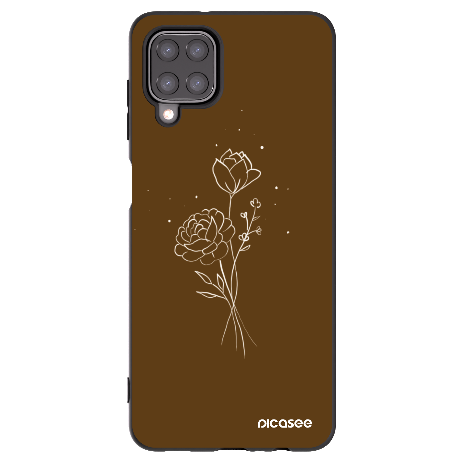 Picasee silikonski črni ovitek za Samsung Galaxy A12 A125F - Brown flowers