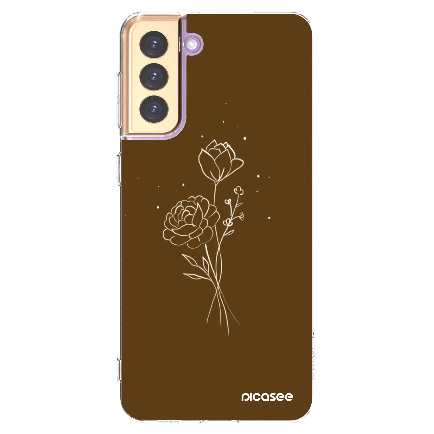 Picasee silikonski prozorni ovitek za Samsung Galaxy S21+ 5G G996F - Brown flowers