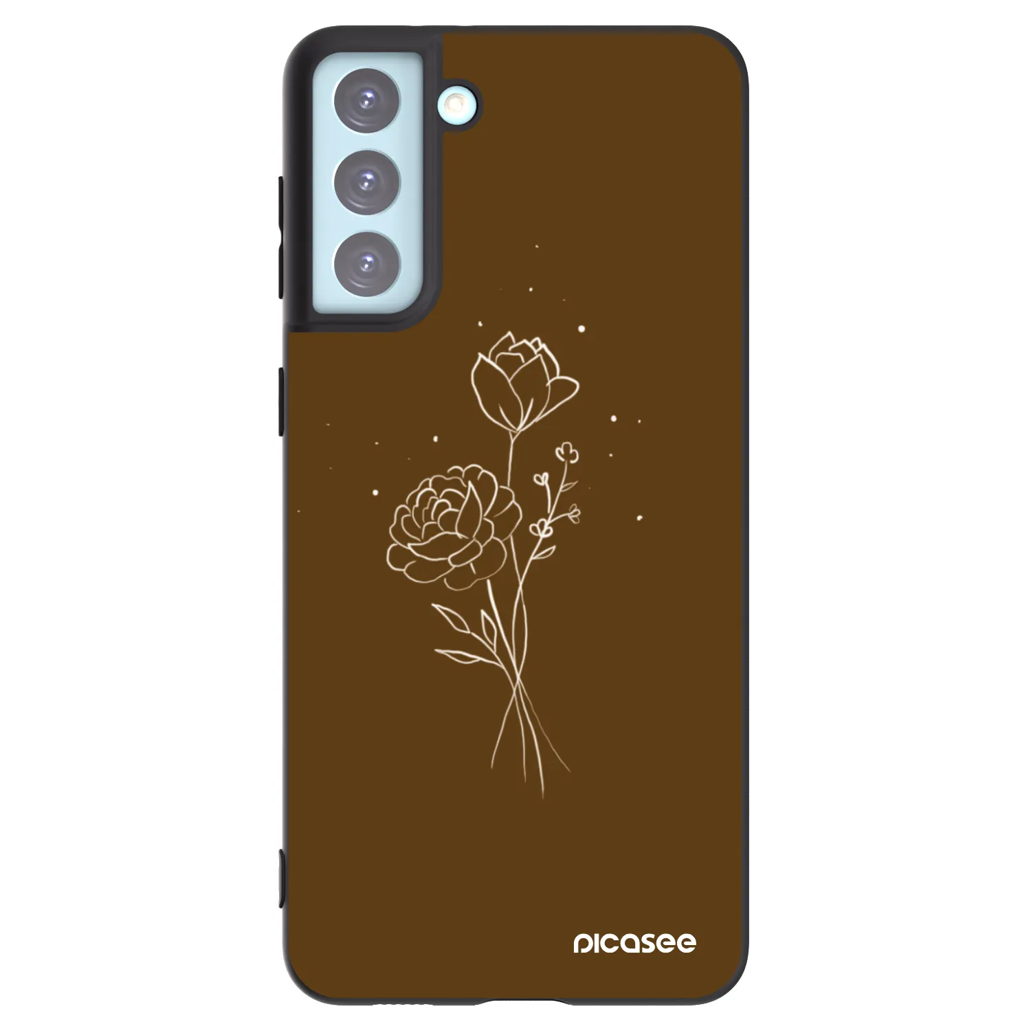 Picasee silikonski črni ovitek za Samsung Galaxy S21+ 5G G996F - Brown flowers