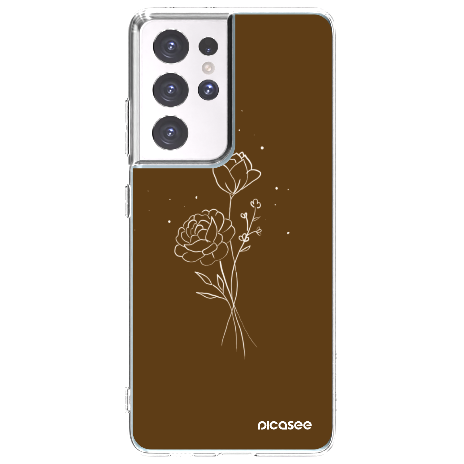 Picasee silikonski prozorni ovitek za Samsung Galaxy S21 Ultra 5G G998B - Brown flowers