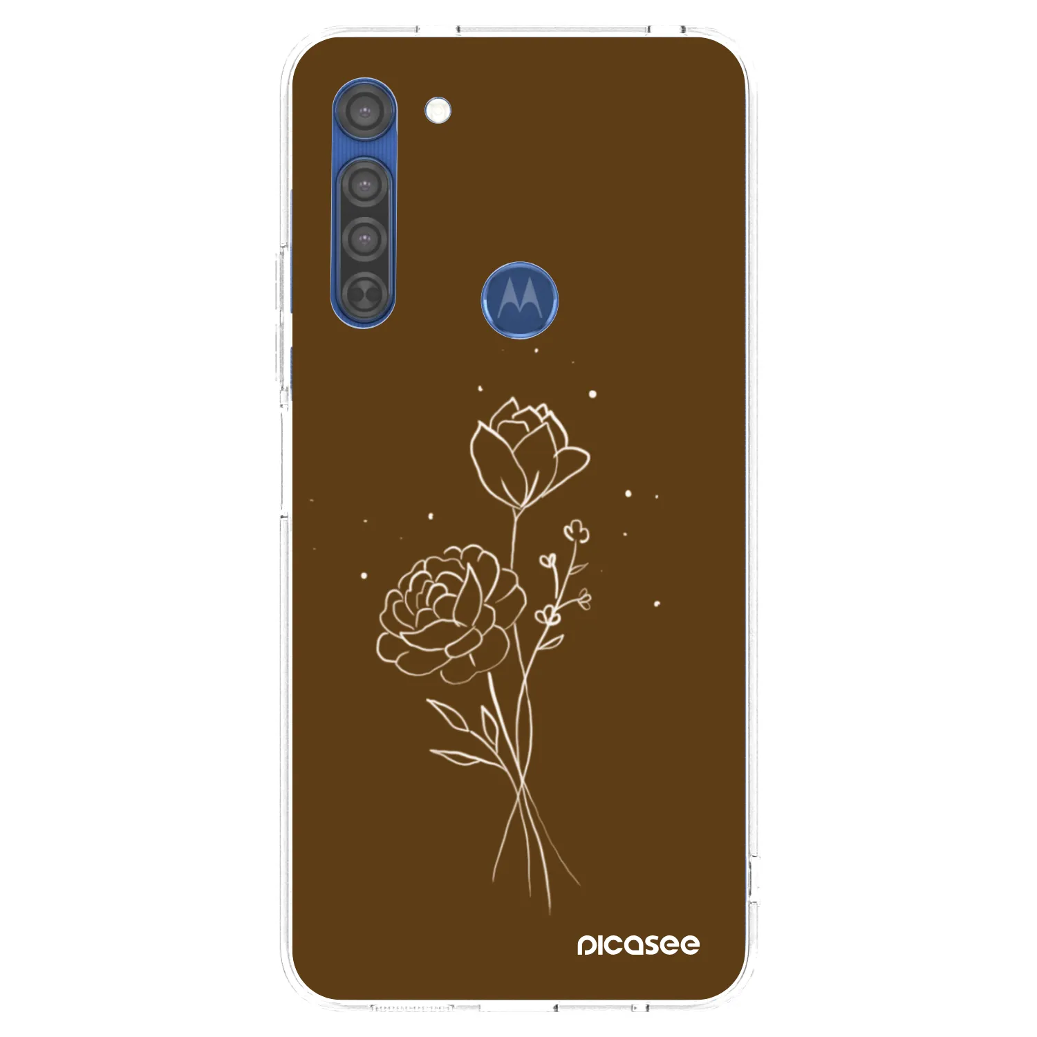 Picasee silikonski prozorni ovitek za Motorola Moto G8 - Brown flowers