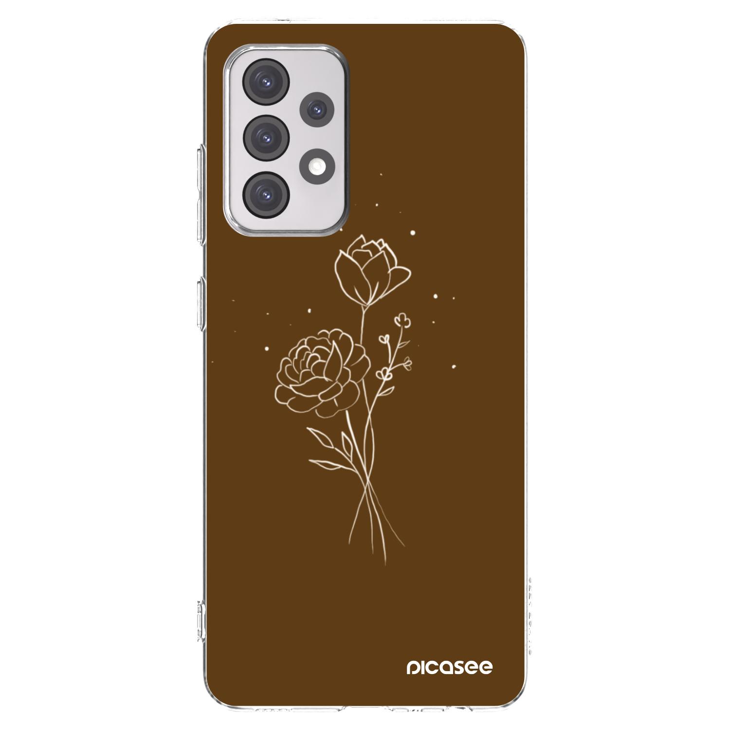 Picasee silikonski prozorni ovitek za Samsung Galaxy A52 5G A525F - Brown flowers