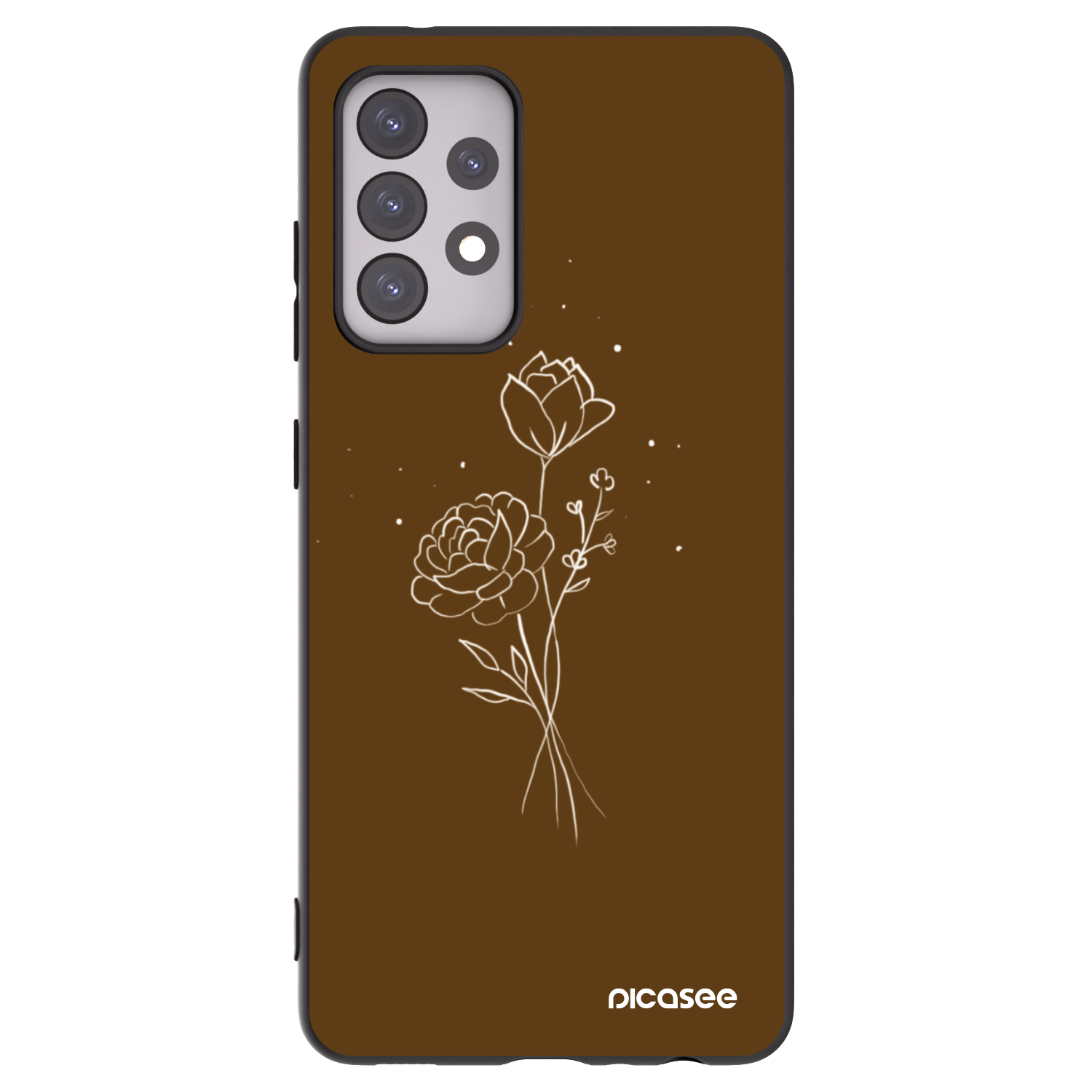 Picasee silikonski črni ovitek za Samsung Galaxy A52 5G A525F - Brown flowers