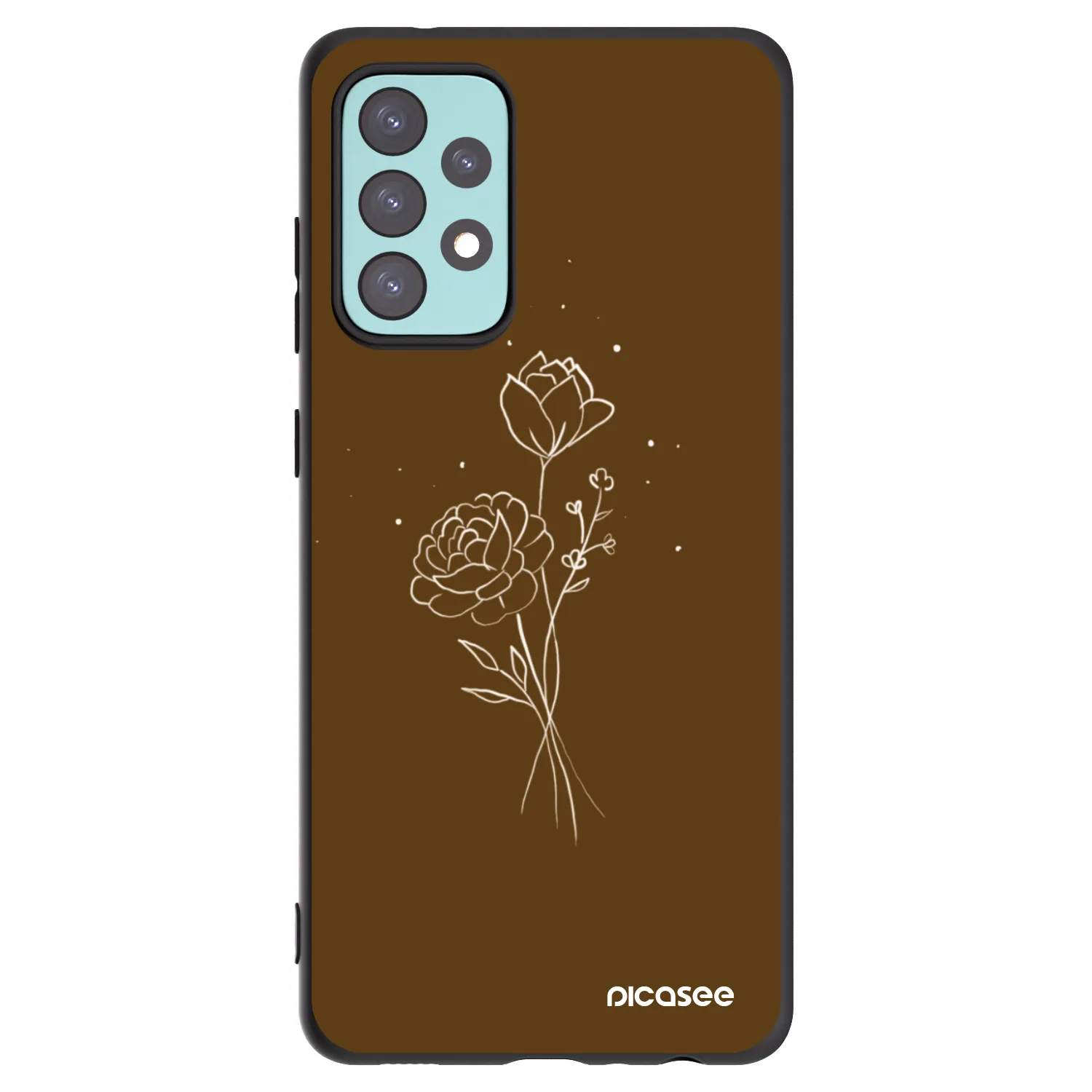 Picasee silikonski črni ovitek za Samsung Galaxy A72 A725F - Brown flowers