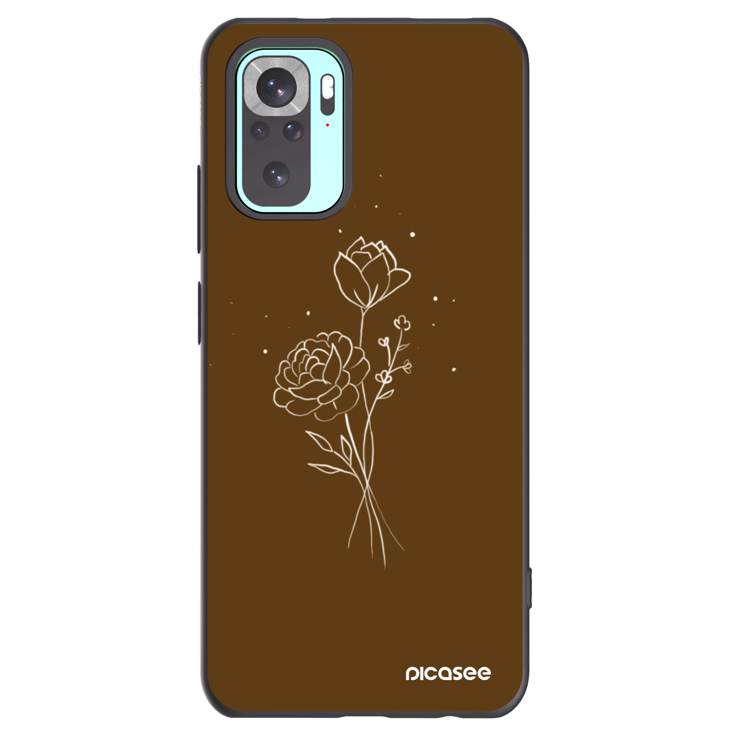 Picasee silikonski črni ovitek za Xiaomi Redmi Note 10 Pro - Brown flowers