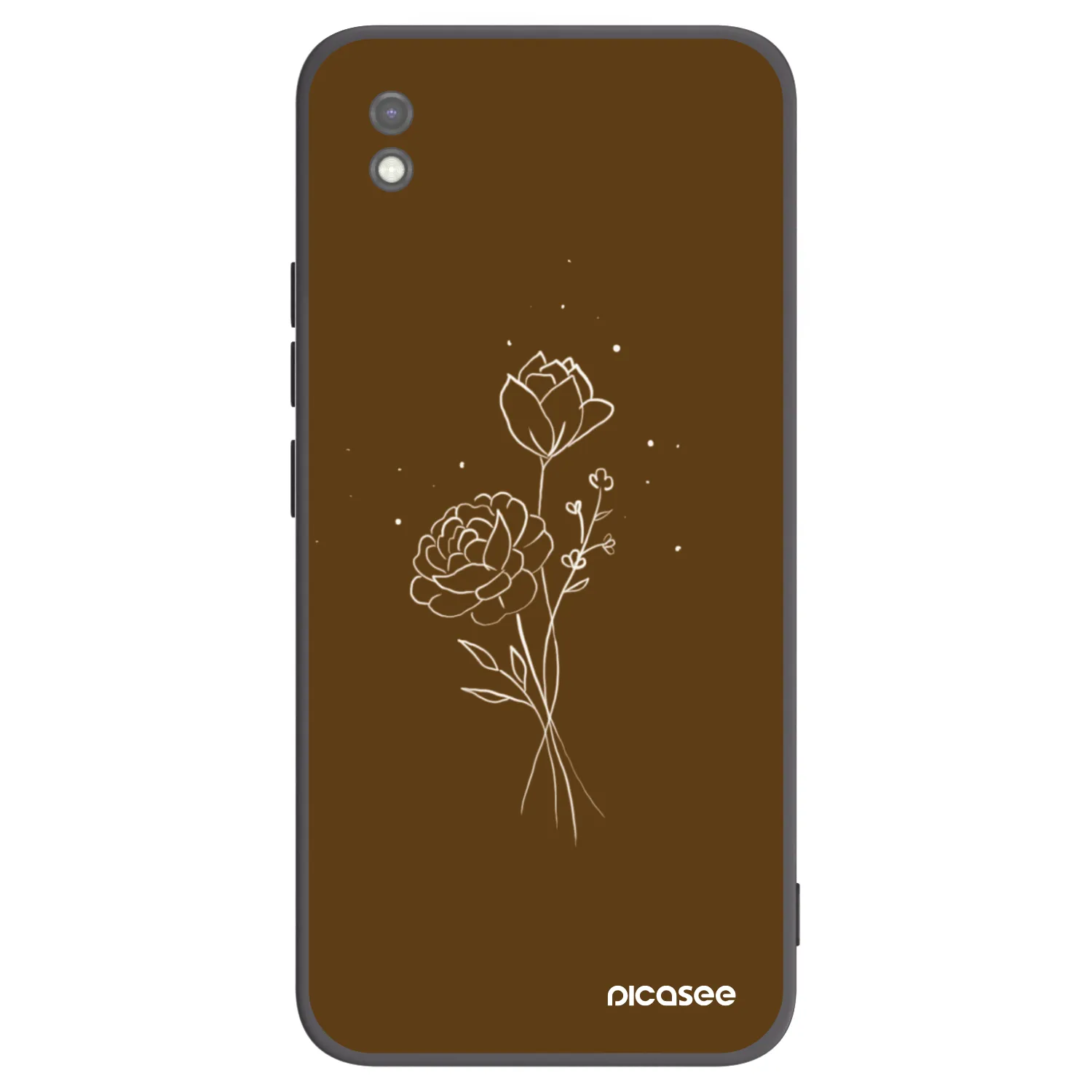 Picasee silikonski črni ovitek za Xiaomi Redmi 9AT - Brown flowers