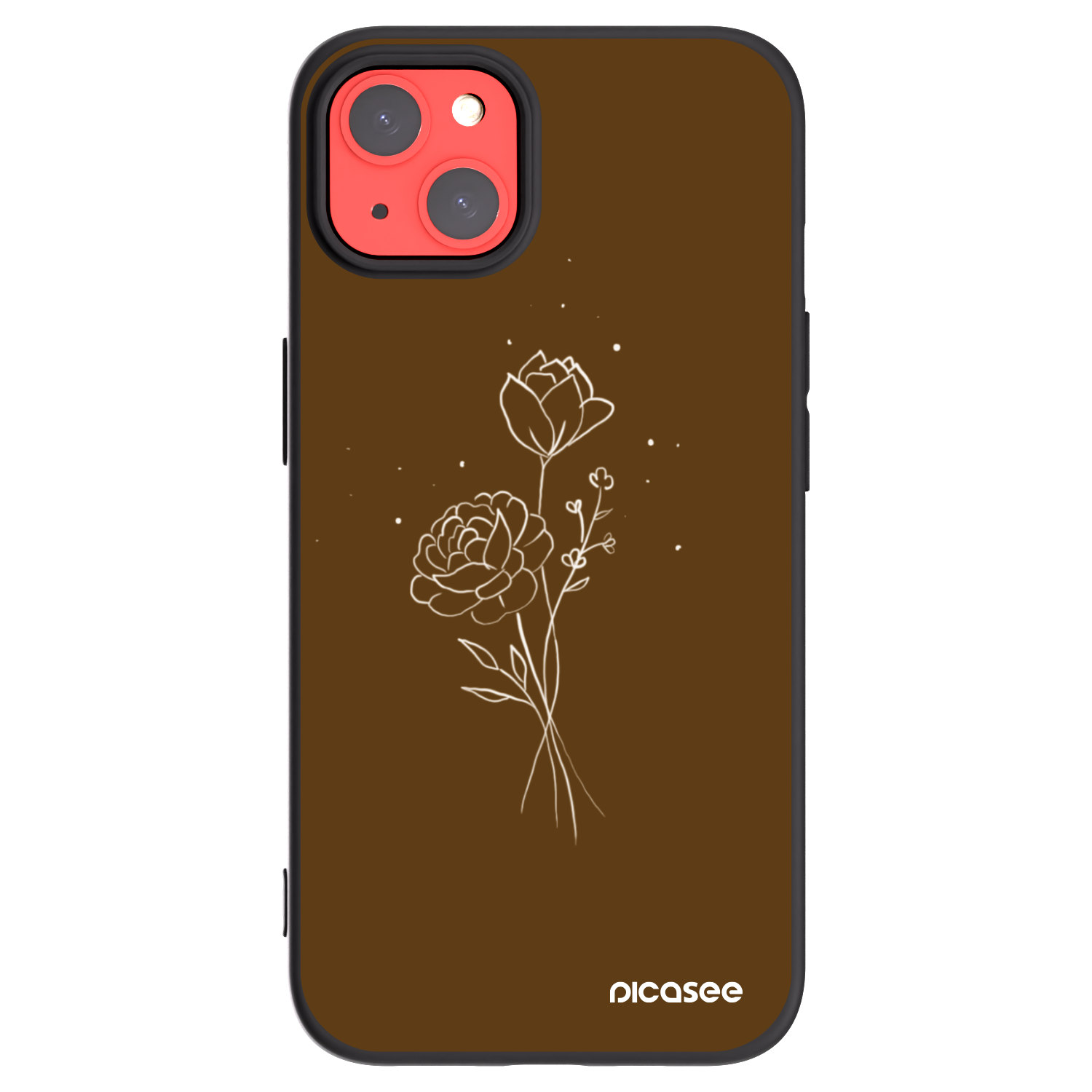 Picasee silikonski črni ovitek za Apple iPhone 13 - Brown flowers