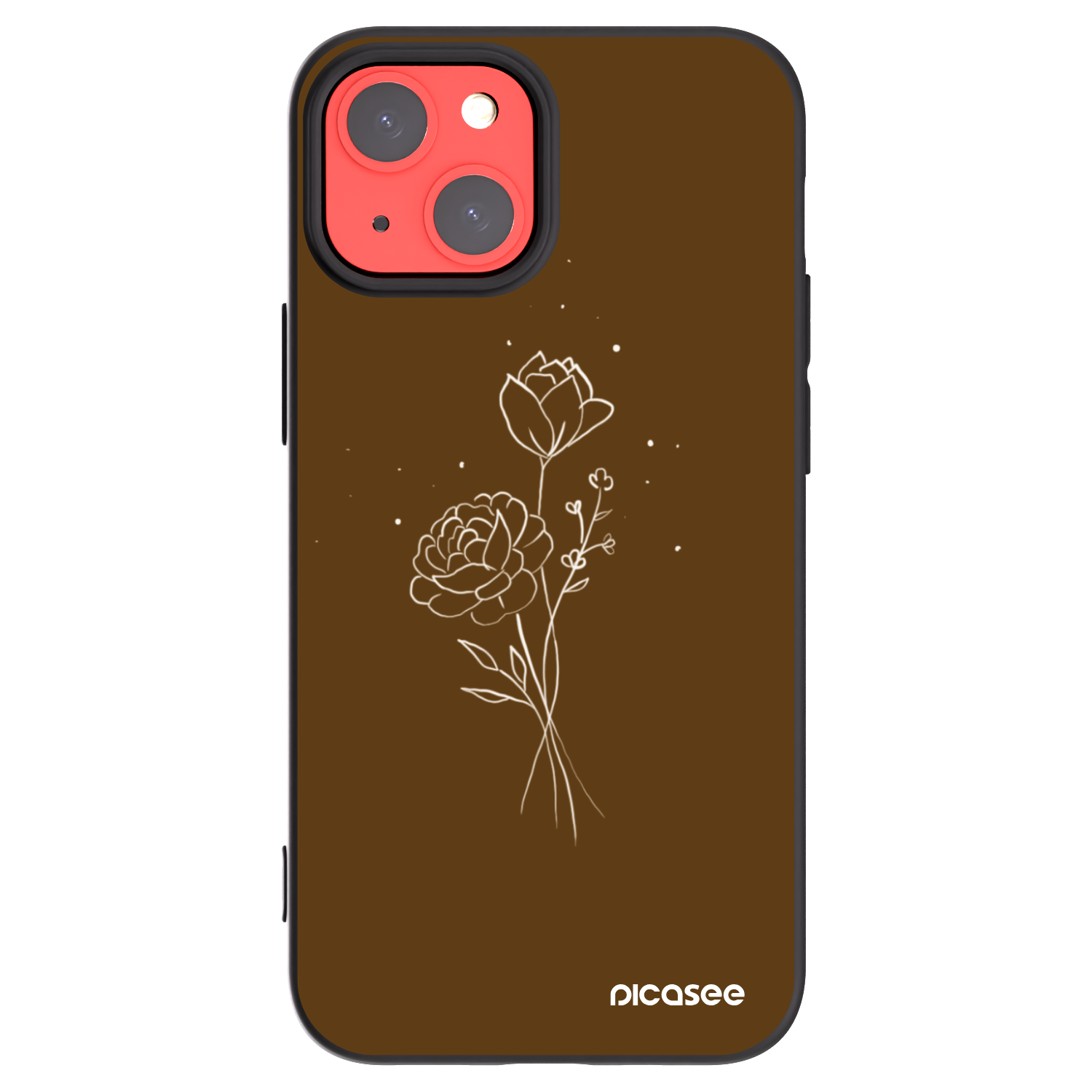 Picasee silikonski črni ovitek za Apple iPhone 13 mini - Brown flowers