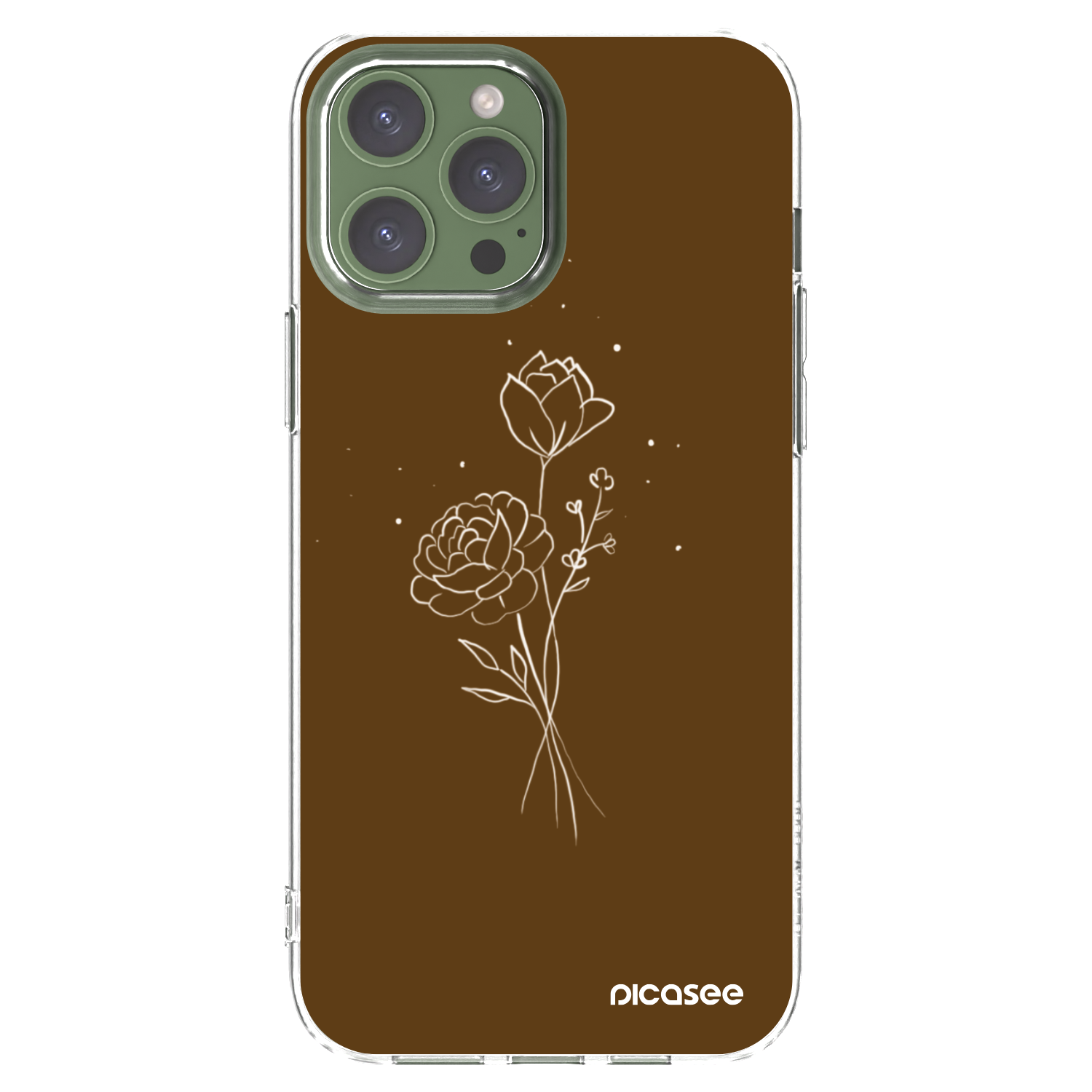 Picasee silikonski prozorni ovitek za Apple iPhone 13 Pro Max - Brown flowers