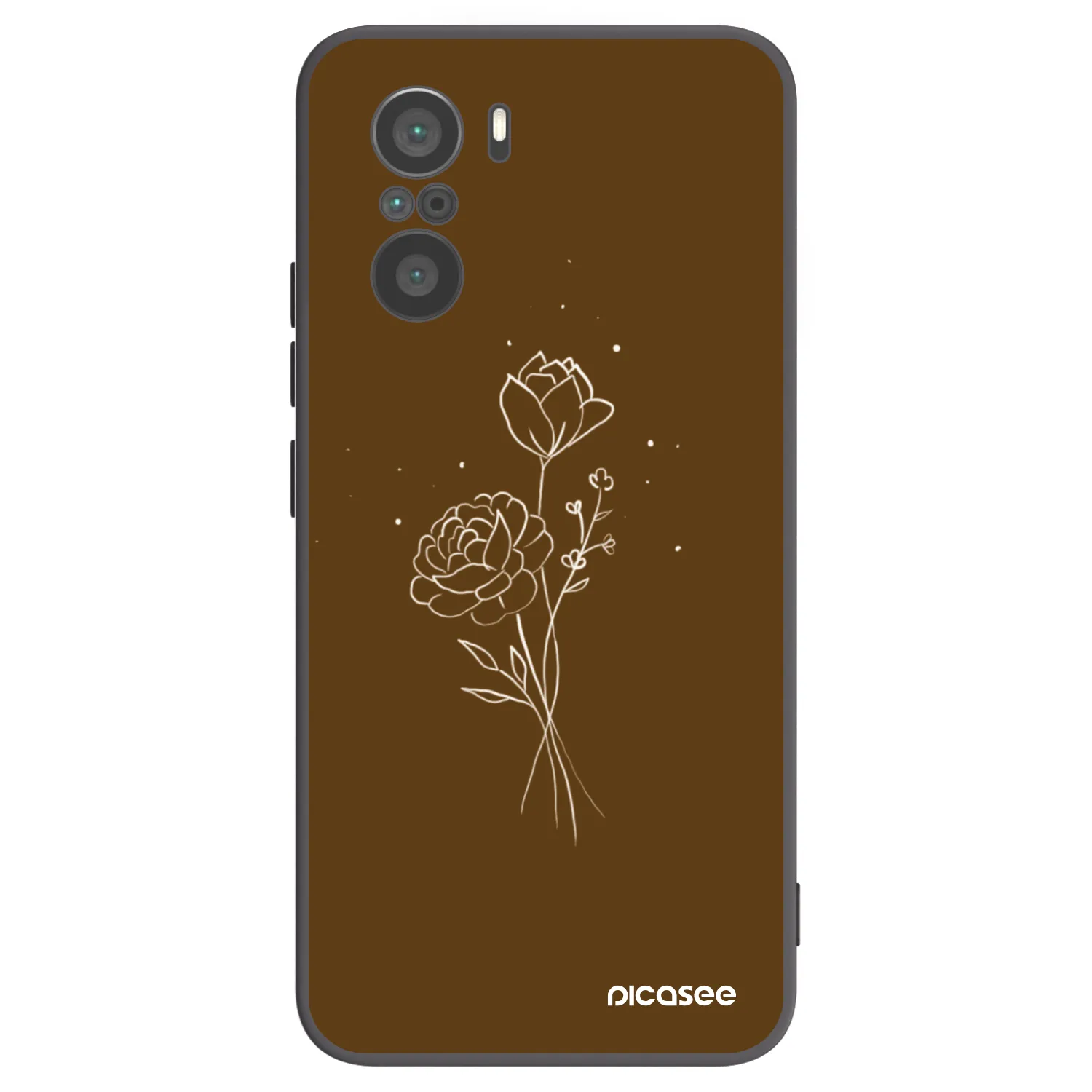 Picasee silikonski črni ovitek za Xiaomi Poco F3 - Brown flowers