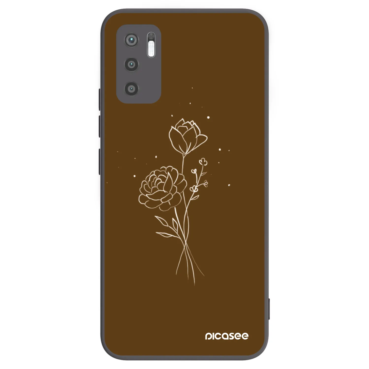Picasee silikonski črni ovitek za Xiaomi Redmi Note 10 5G - Brown flowers