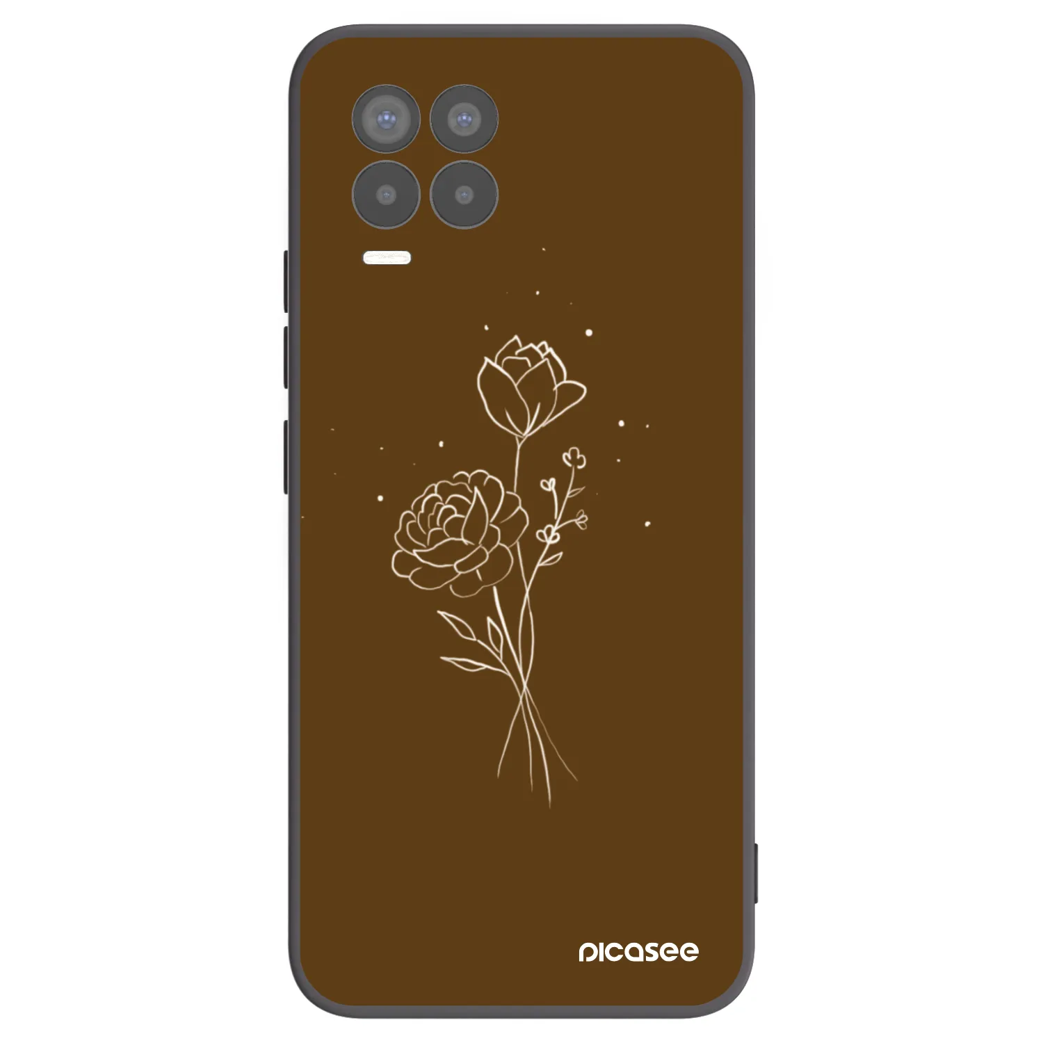 Picasee silikonski črni ovitek za Realme 8 4G - Brown flowers