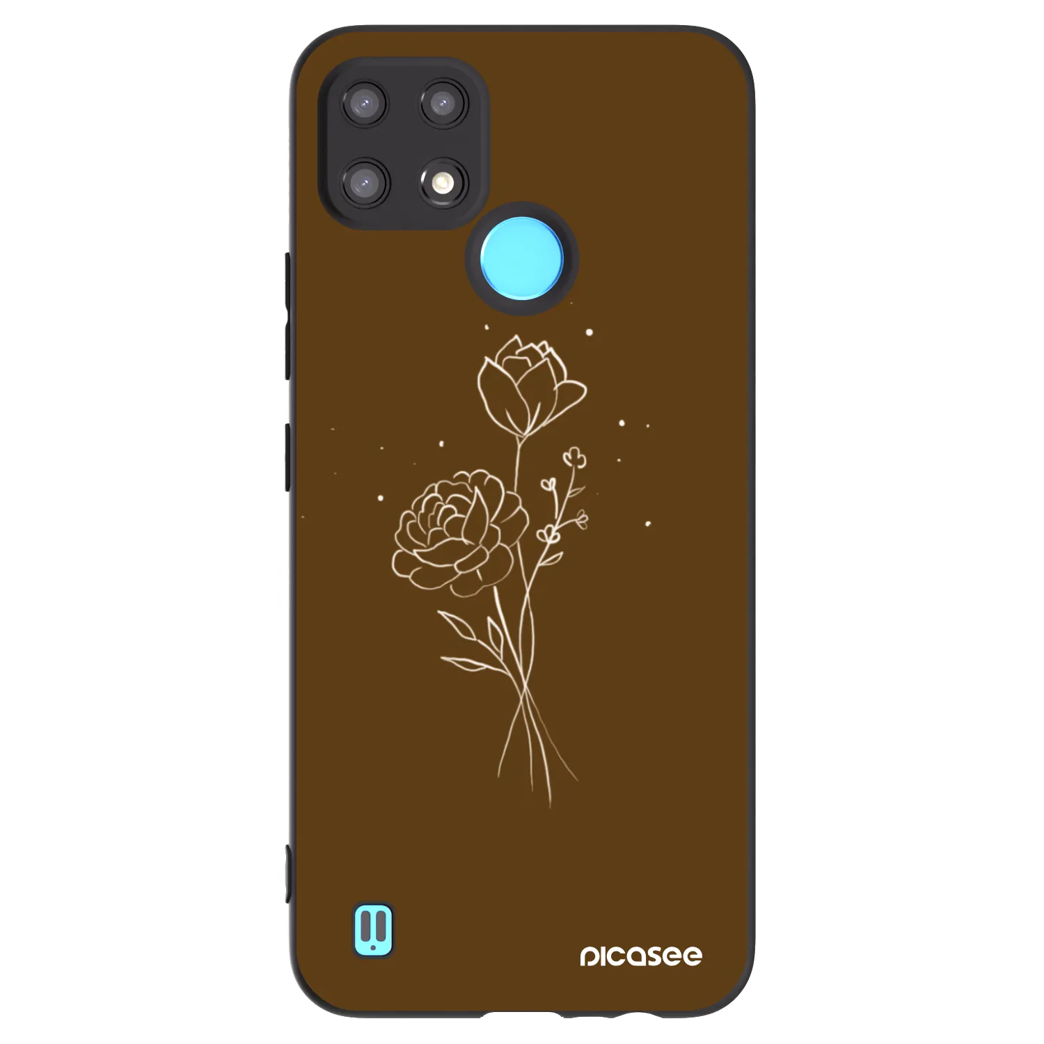 Picasee silikonski črni ovitek za Realme C21 - Brown flowers