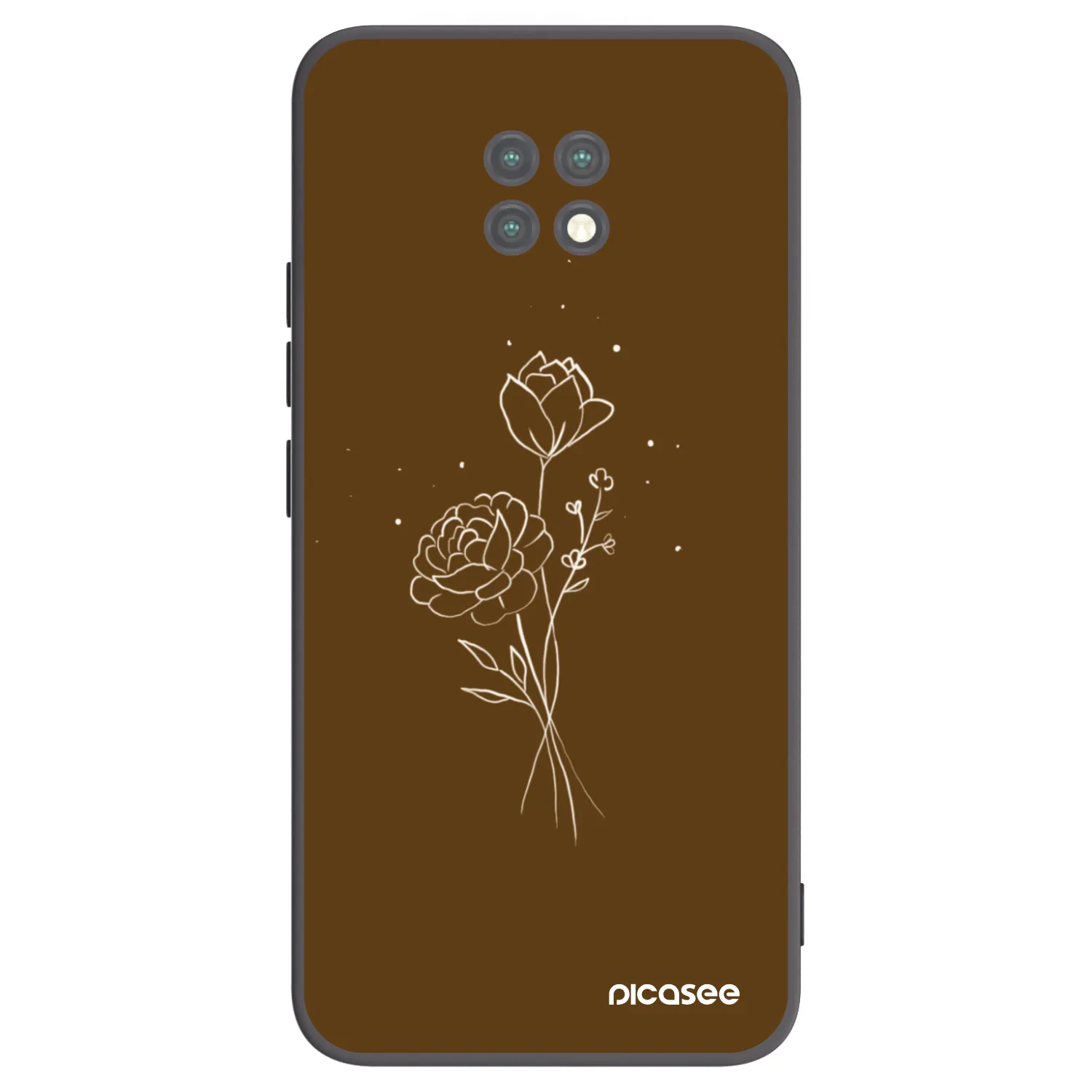 Picasee silikonski črni ovitek za Xiaomi Redmi Note 9T - Brown flowers