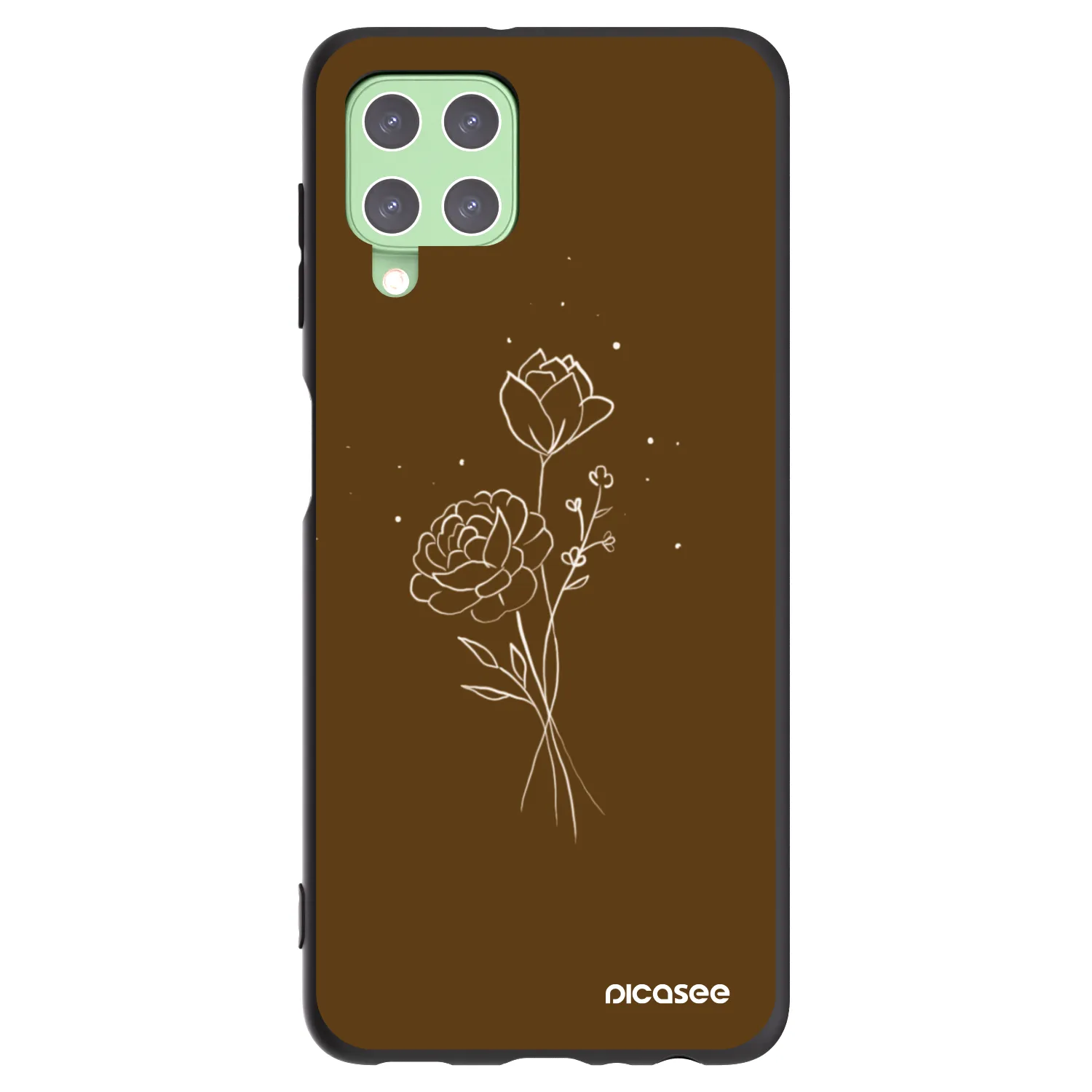 Picasee silikonski črni ovitek za Samsung Galaxy A22 A225F 4G - Brown flowers