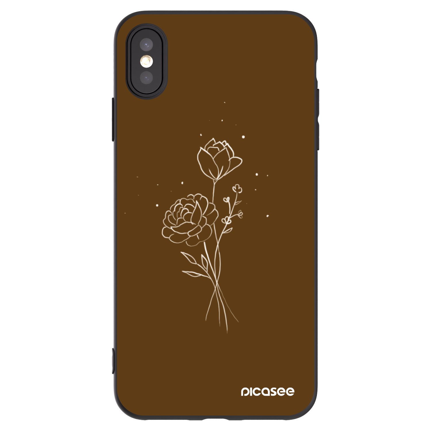 Picasee silikonski črni ovitek za Apple iPhone XS Max - Brown flowers