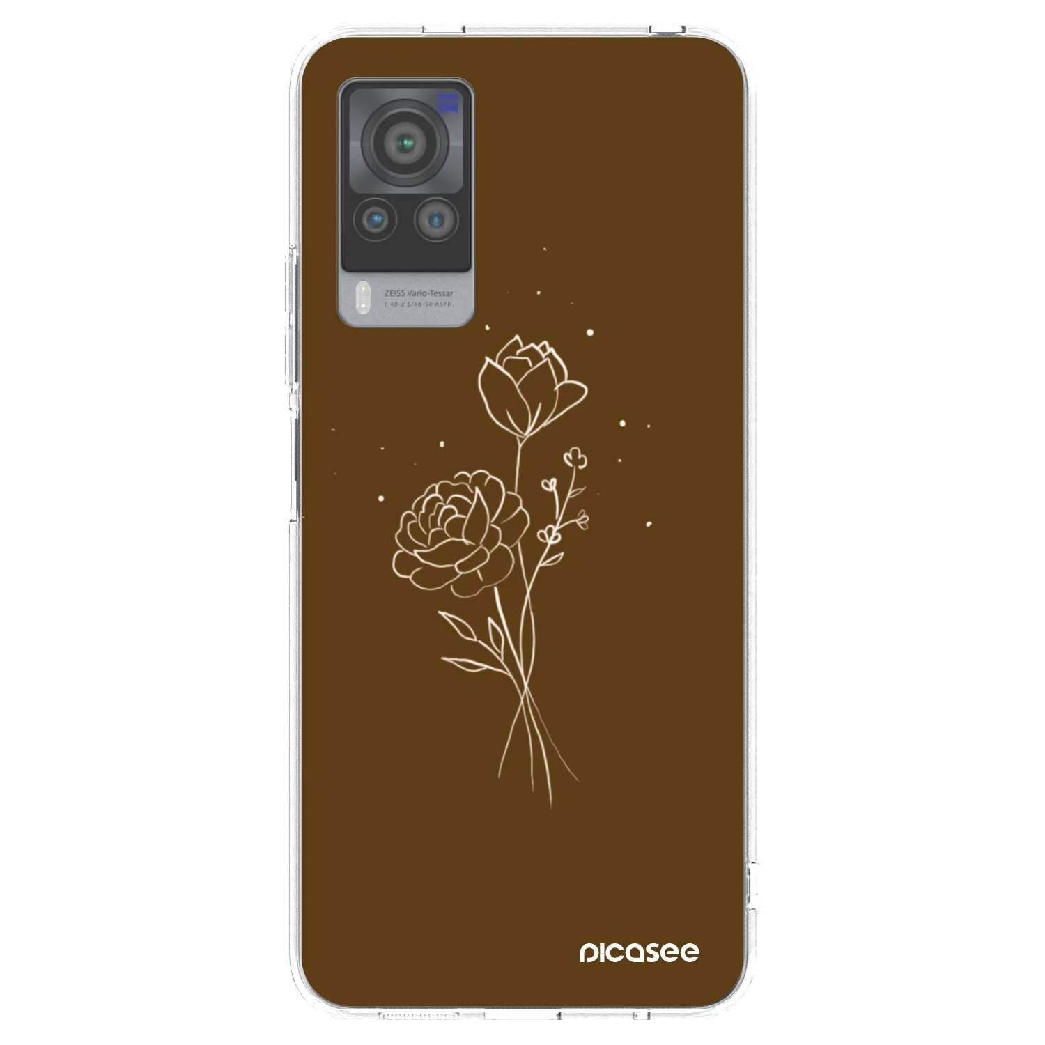Picasee silikonski prozorni ovitek za Vivo X60 Pro 5G - Brown flowers