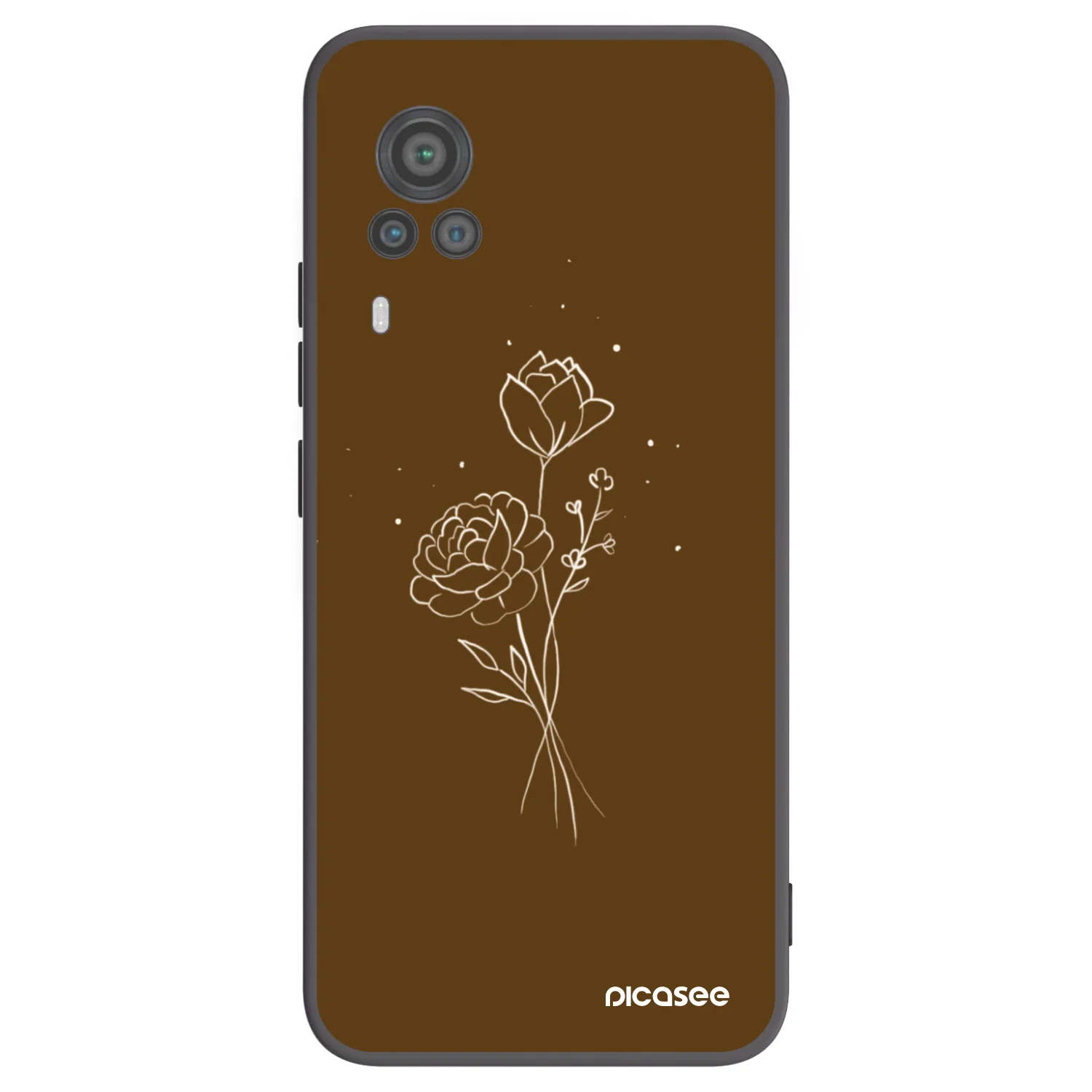 Picasee silikonski črni ovitek za Vivo X60 Pro 5G - Brown flowers