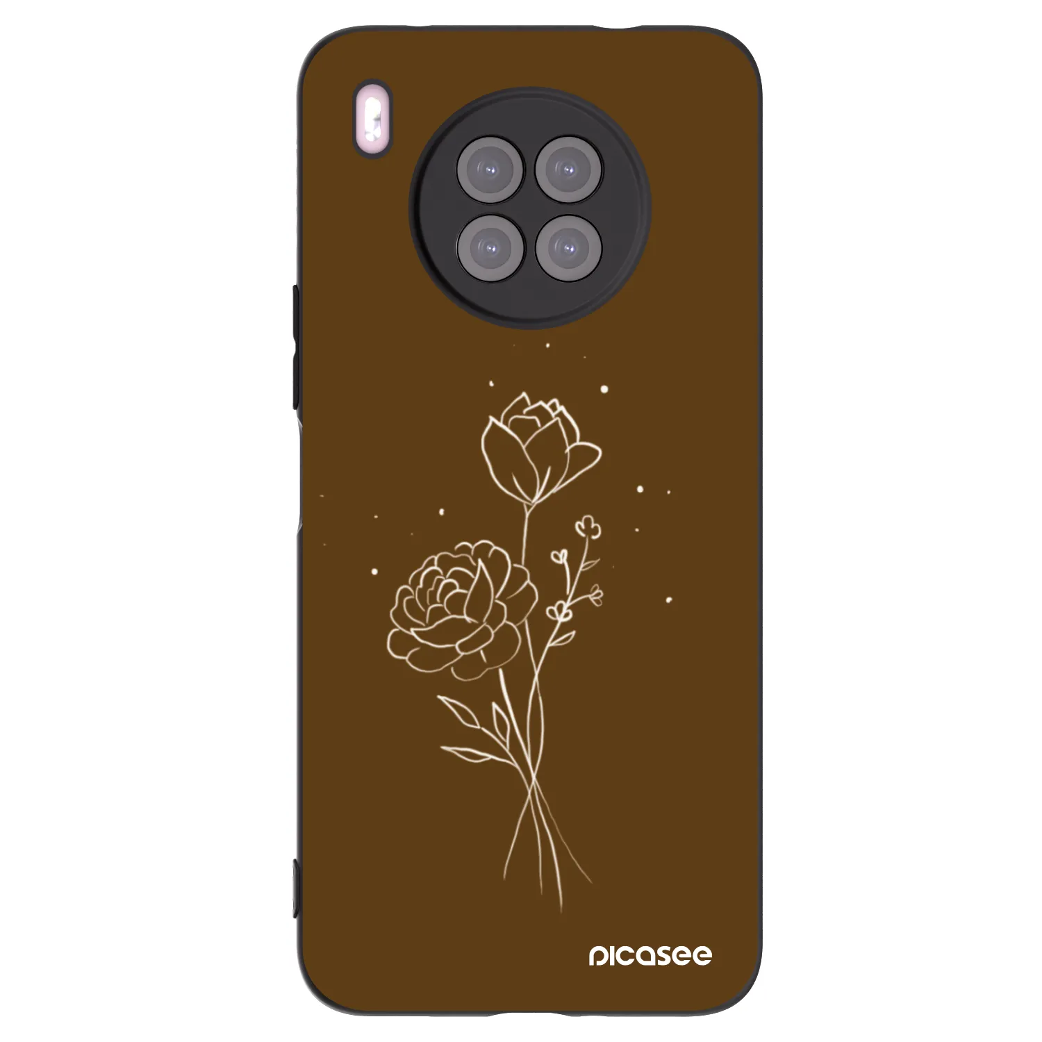 Picasee silikonski črni ovitek za Huawei Nova 8i - Brown flowers