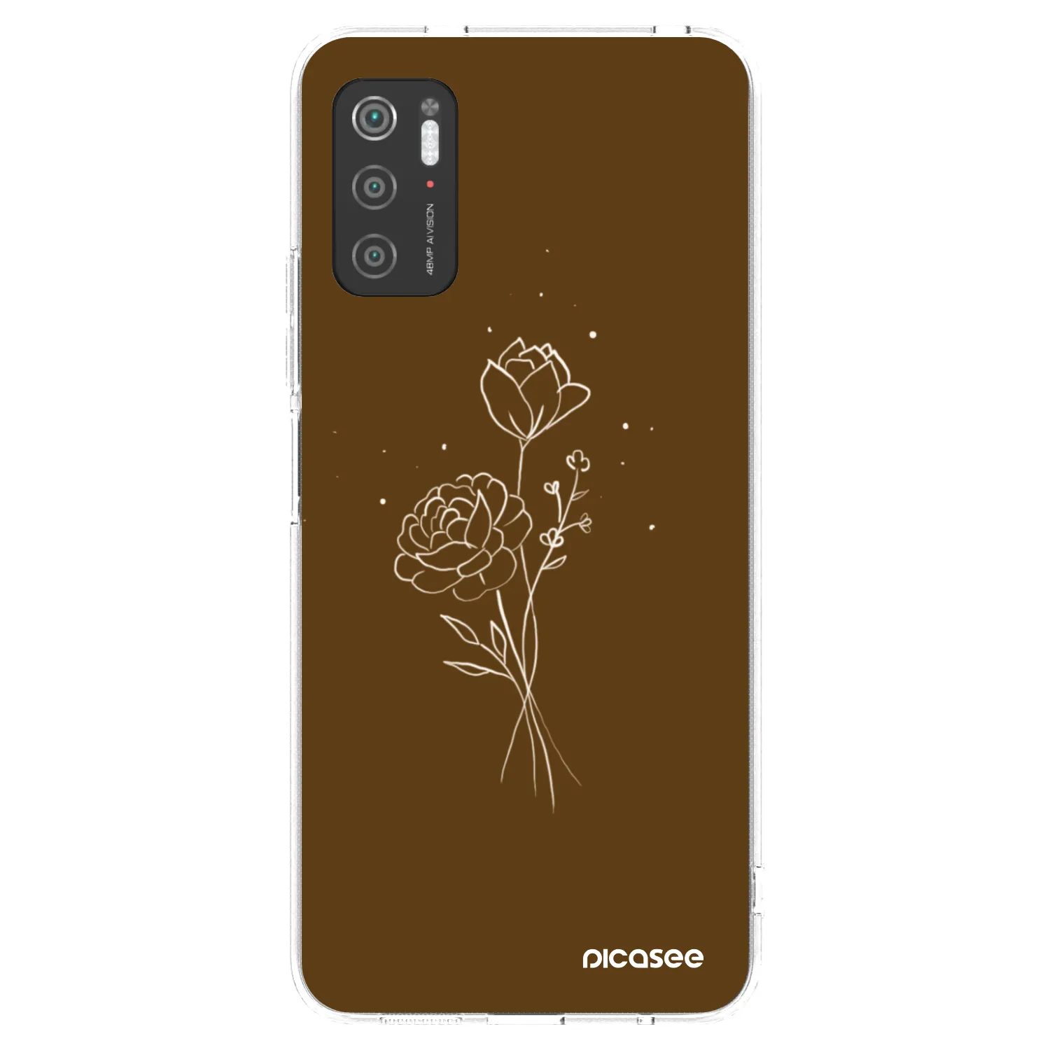 Picasee silikonski prozorni ovitek za Xiaomi Poco M3 Pro 5G - Brown flowers