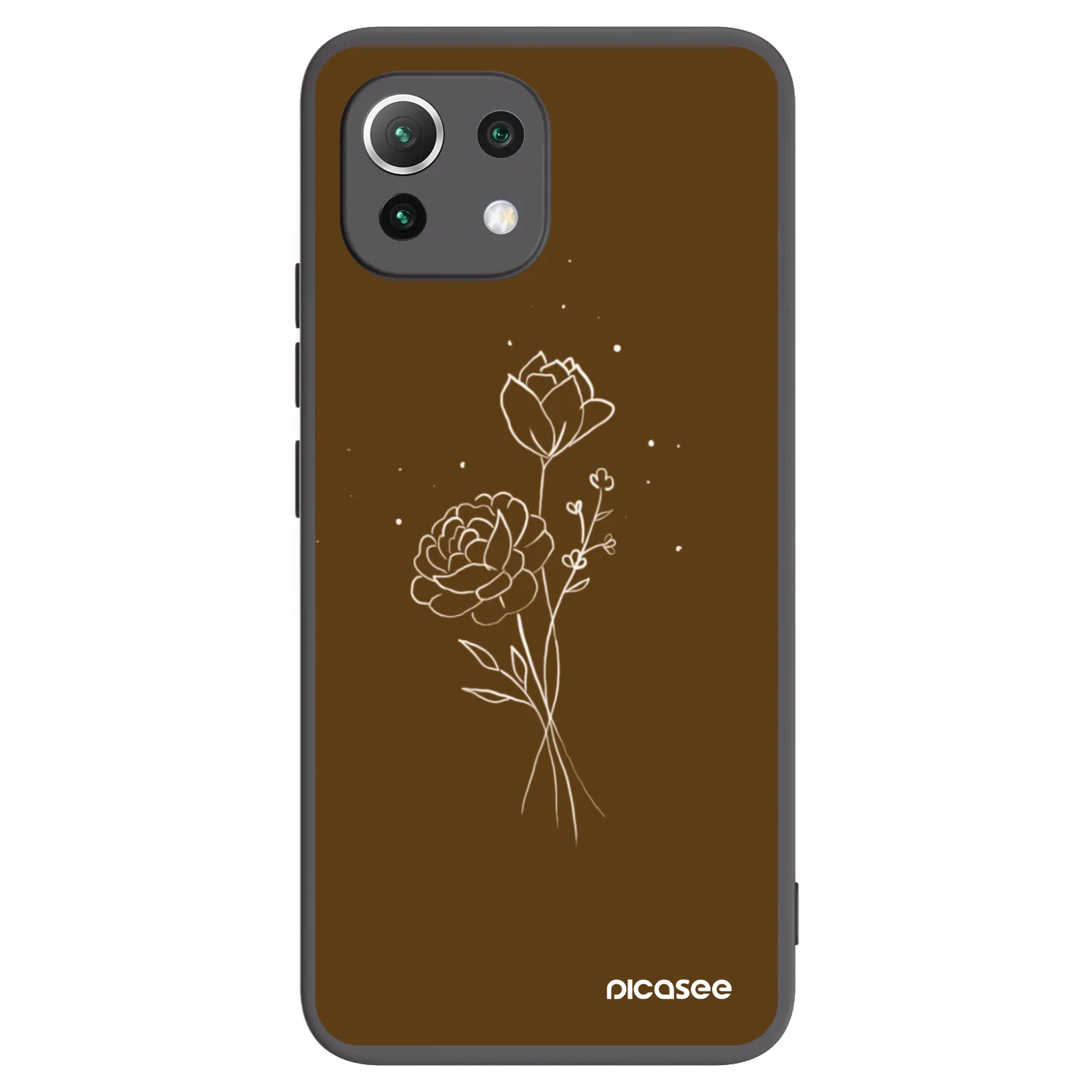 Picasee silikonski črni ovitek za Xiaomi 11 Lite 5G NE - Brown flowers