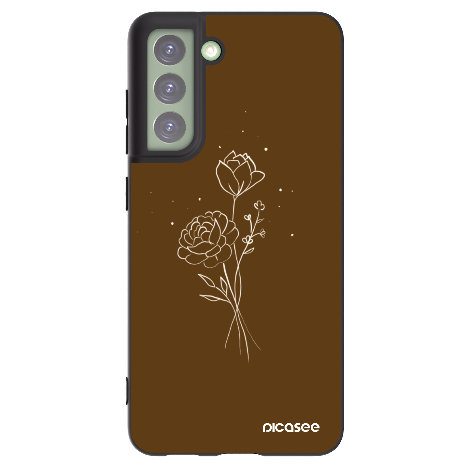 Picasee silikonski črni ovitek za Samsung Galaxy S21 FE 5G - Brown flowers