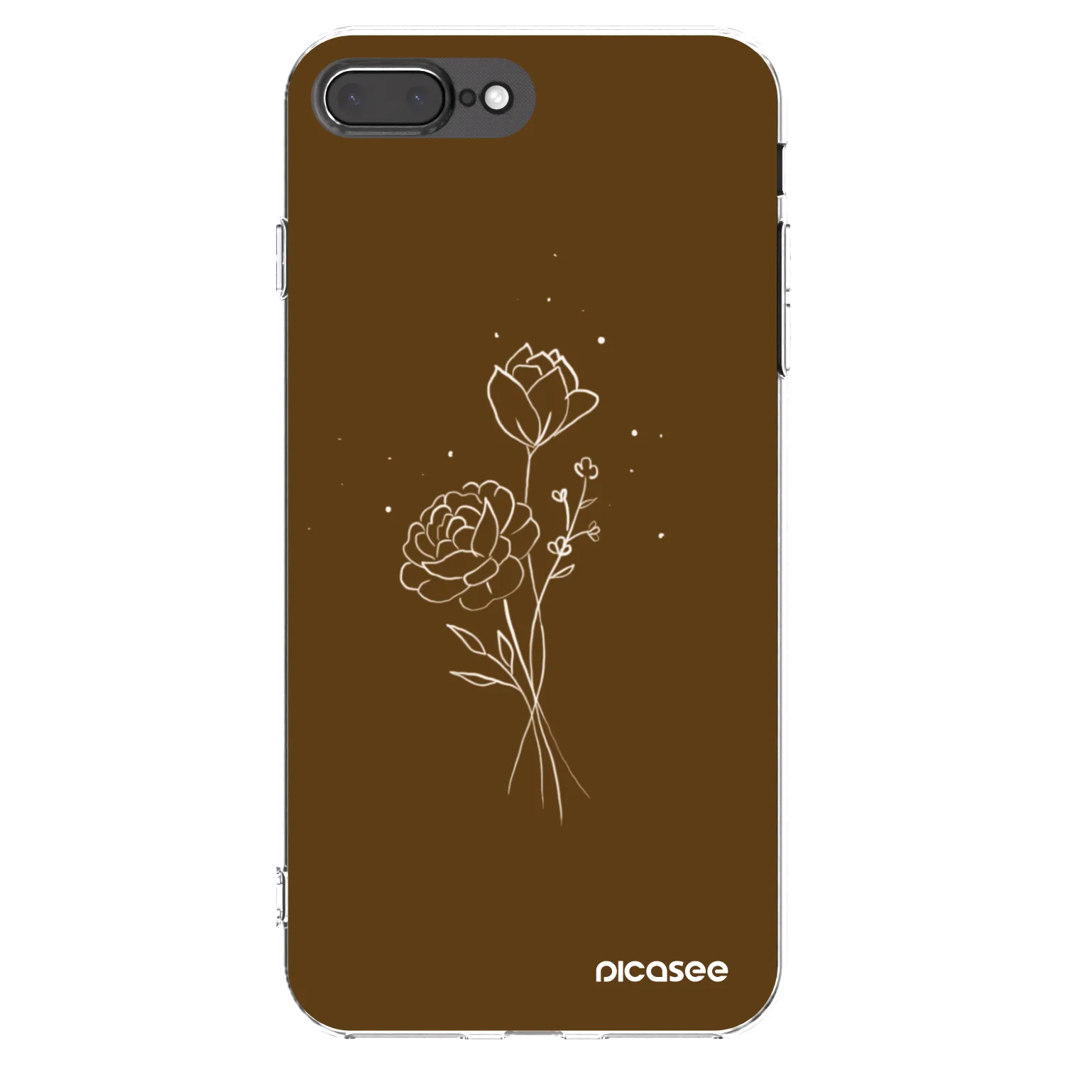 Picasee silikonski prozorni ovitek za Apple iPhone 7 Plus - Brown flowers