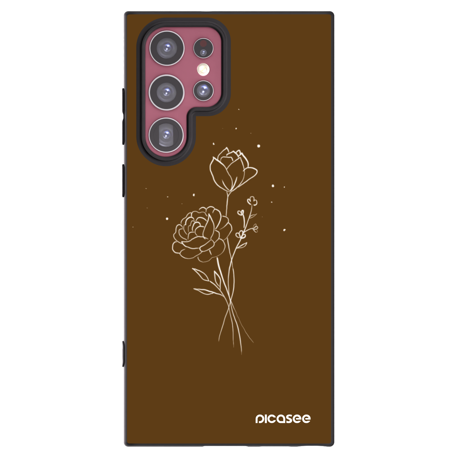 Picasee silikonski črni ovitek za Samsung Galaxy S22 Ultra 5G - Brown flowers