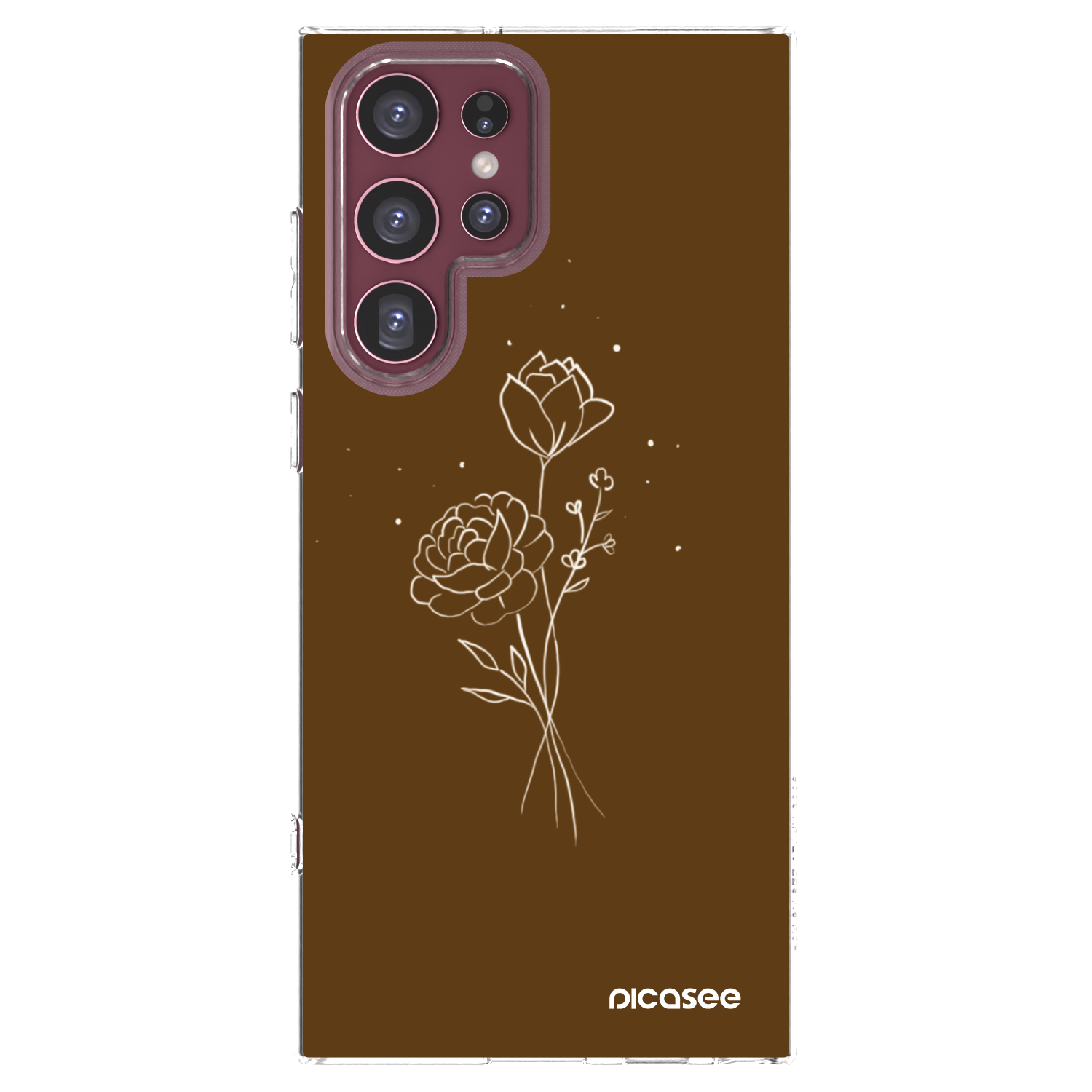 Picasee silikonski prozorni ovitek za Samsung Galaxy S22 Ultra 5G - Brown flowers