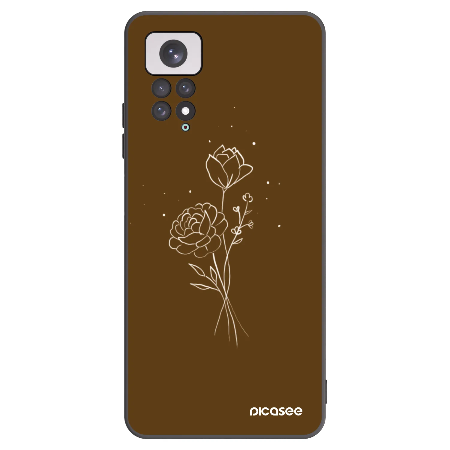 Picasee silikonski črni ovitek za Xiaomi Redmi Note 11 - Brown flowers