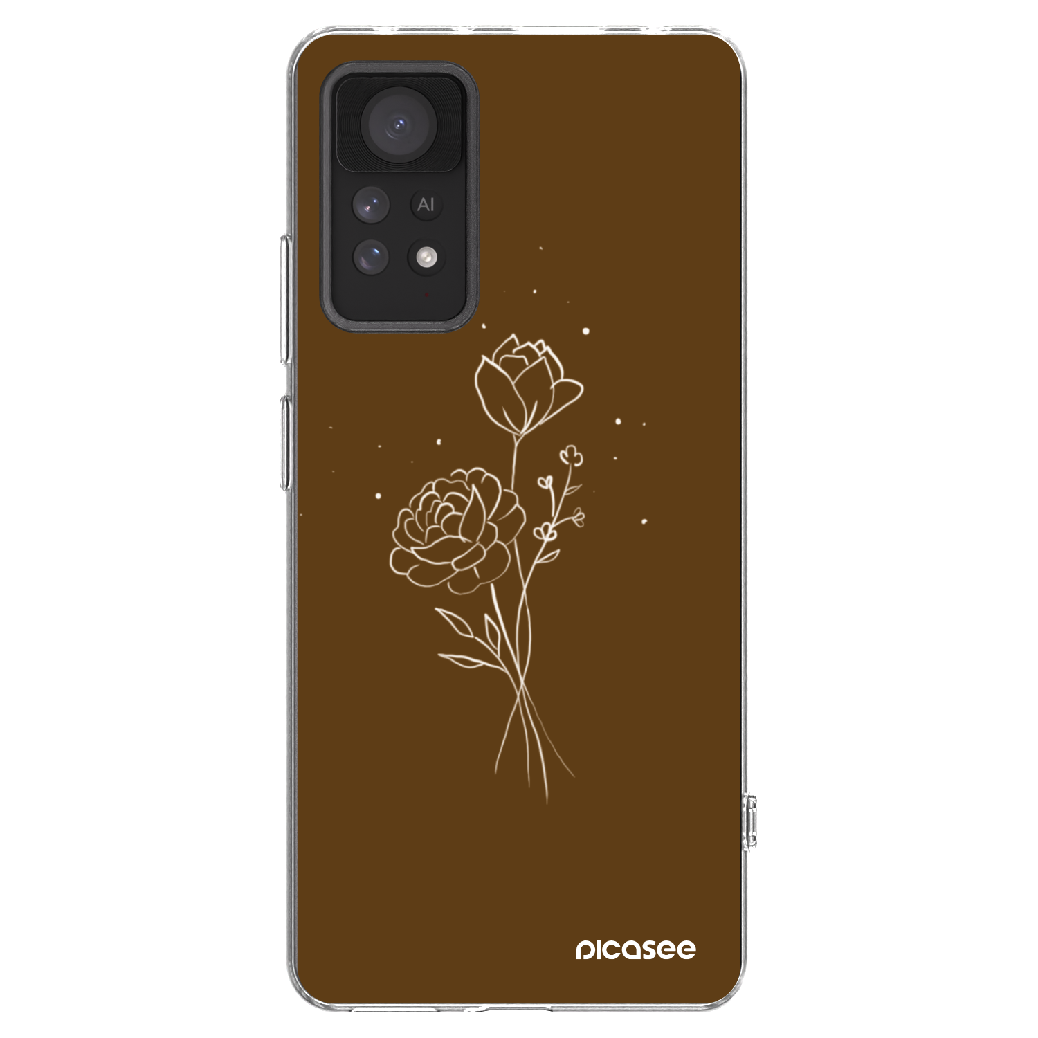 Picasee silikonski prozorni ovitek za Xiaomi Redmi Note 11 Pro - Brown flowers