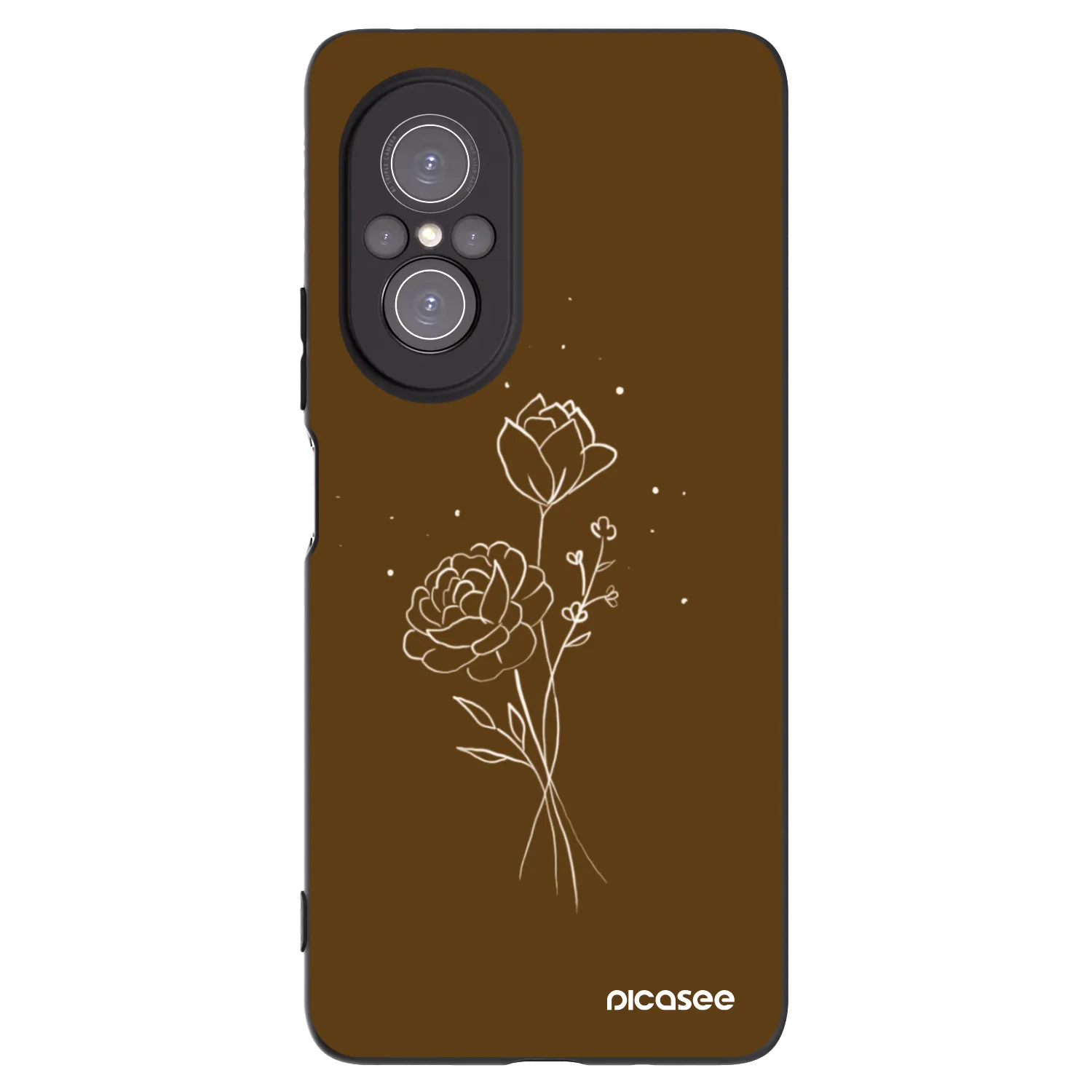 Picasee silikonski črni ovitek za Huawei Nova 9 SE - Brown flowers