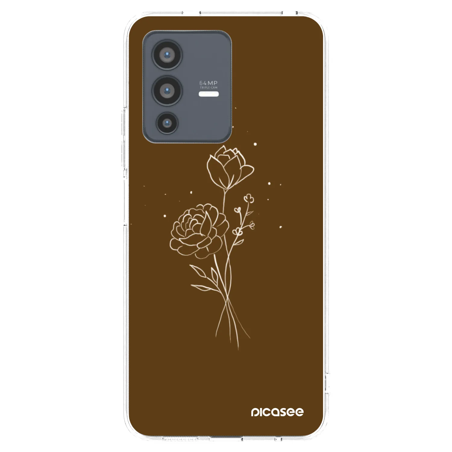 Picasee silikonski prozorni ovitek za Vivo V23 5G - Brown flowers