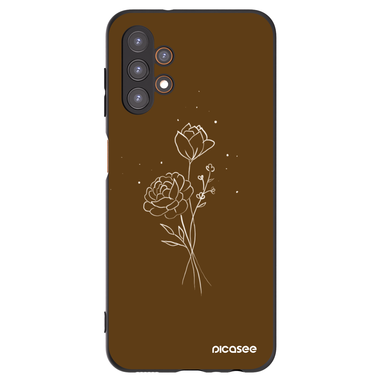 Picasee silikonski črni ovitek za Samsung Galaxy A13 4G A135 - Brown flowers