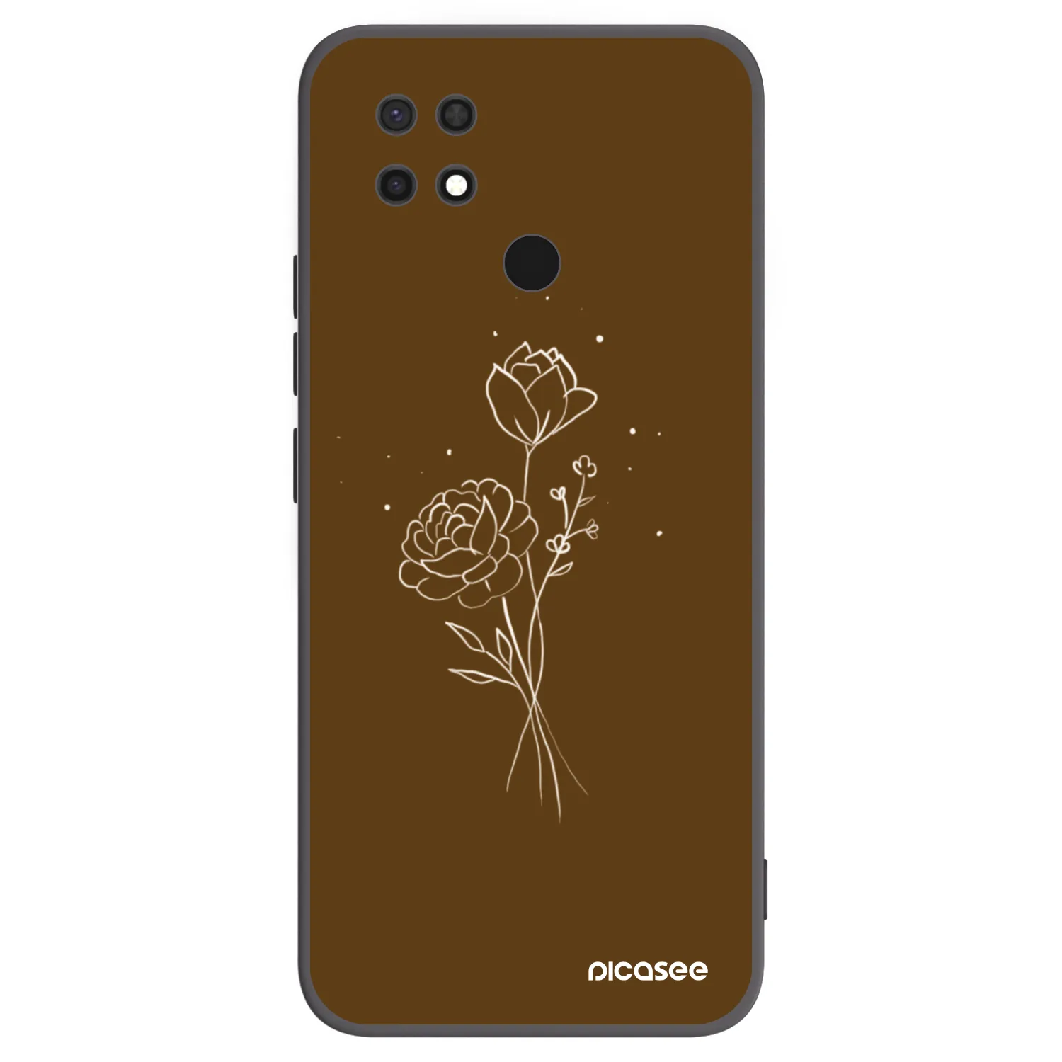 Picasee silikonski črni ovitek za Xiaomi Redmi 10C - Brown flowers