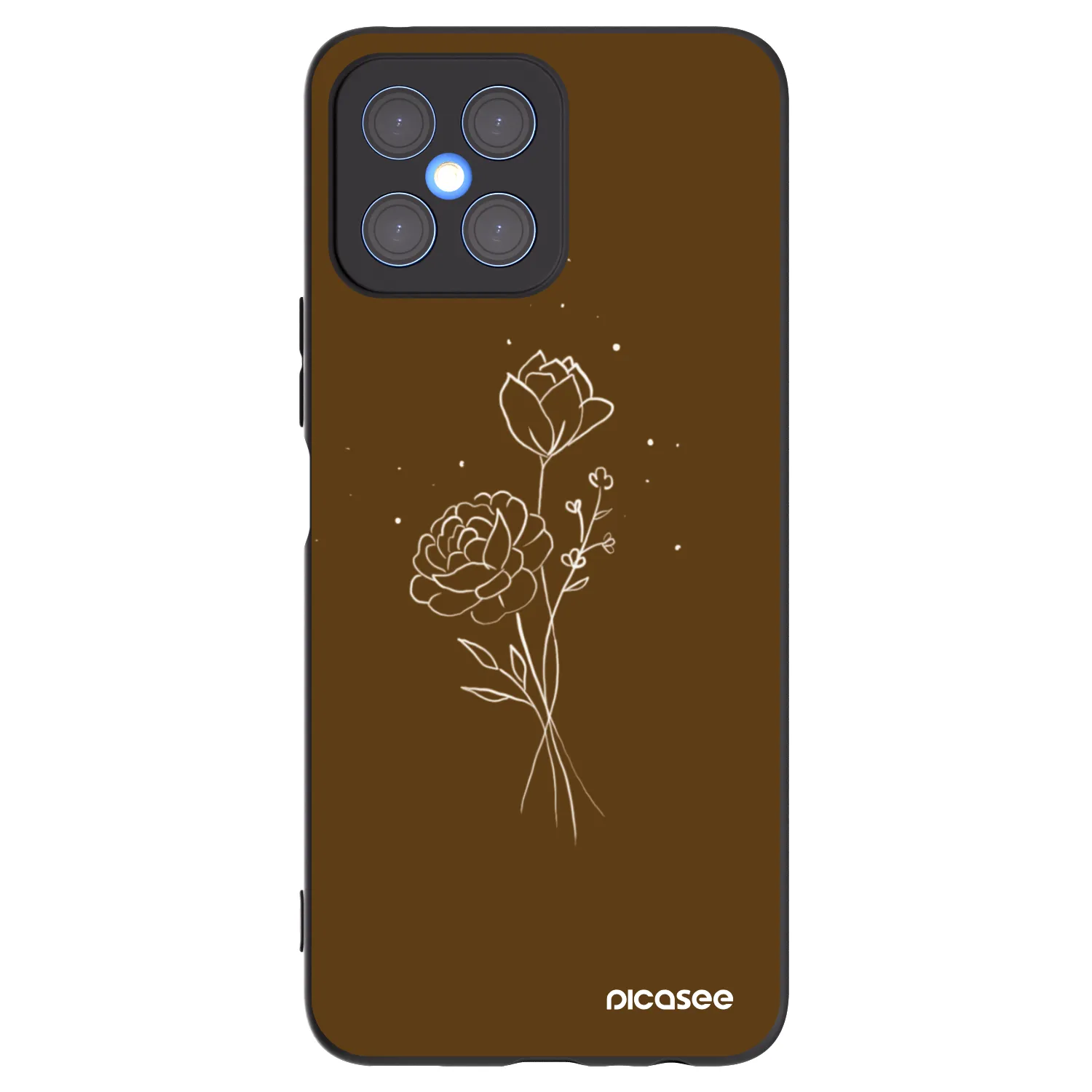 Picasee silikonski črni ovitek za Honor X8 4G - Brown flowers