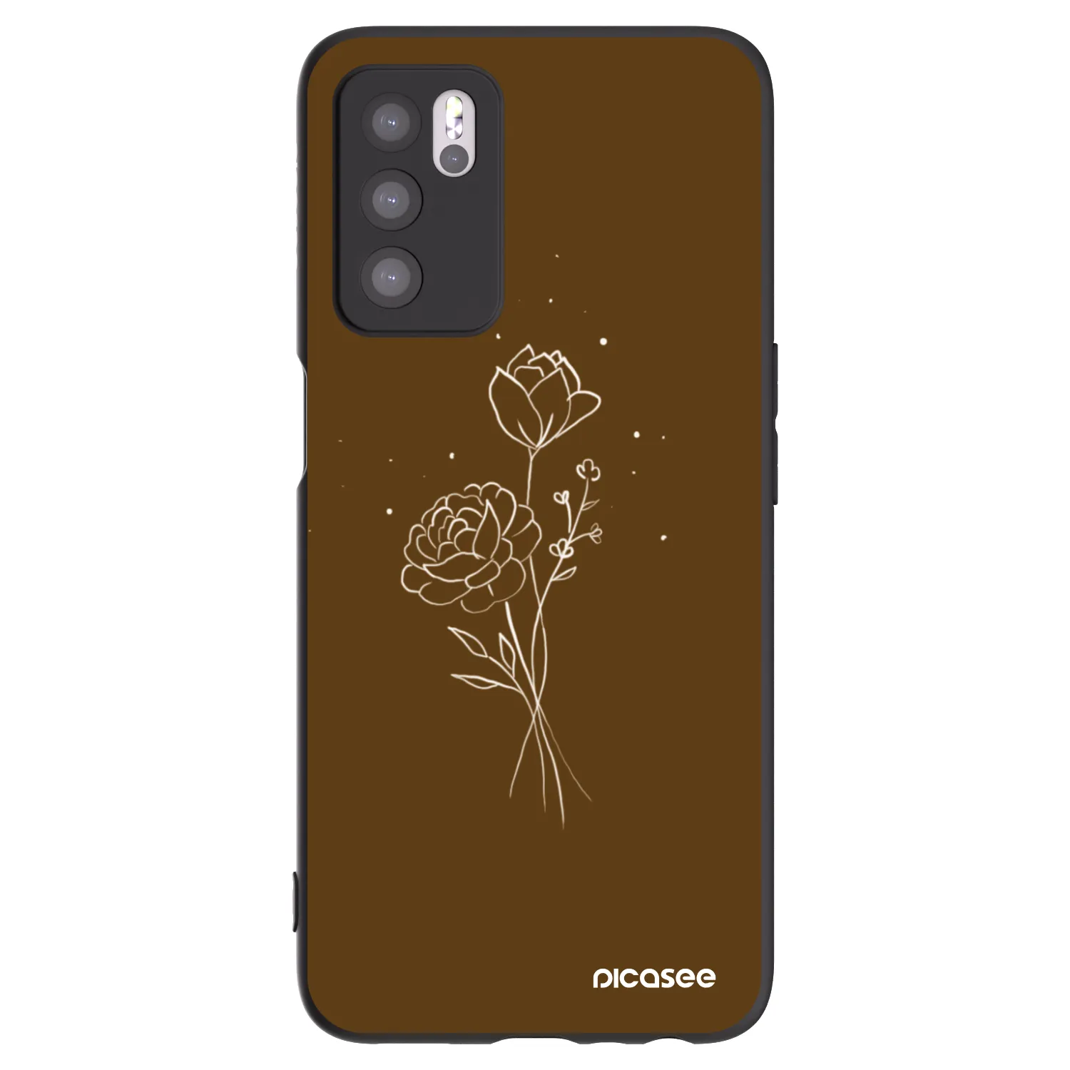 Picasee silikonski črni ovitek za OPPO A16 - Brown flowers