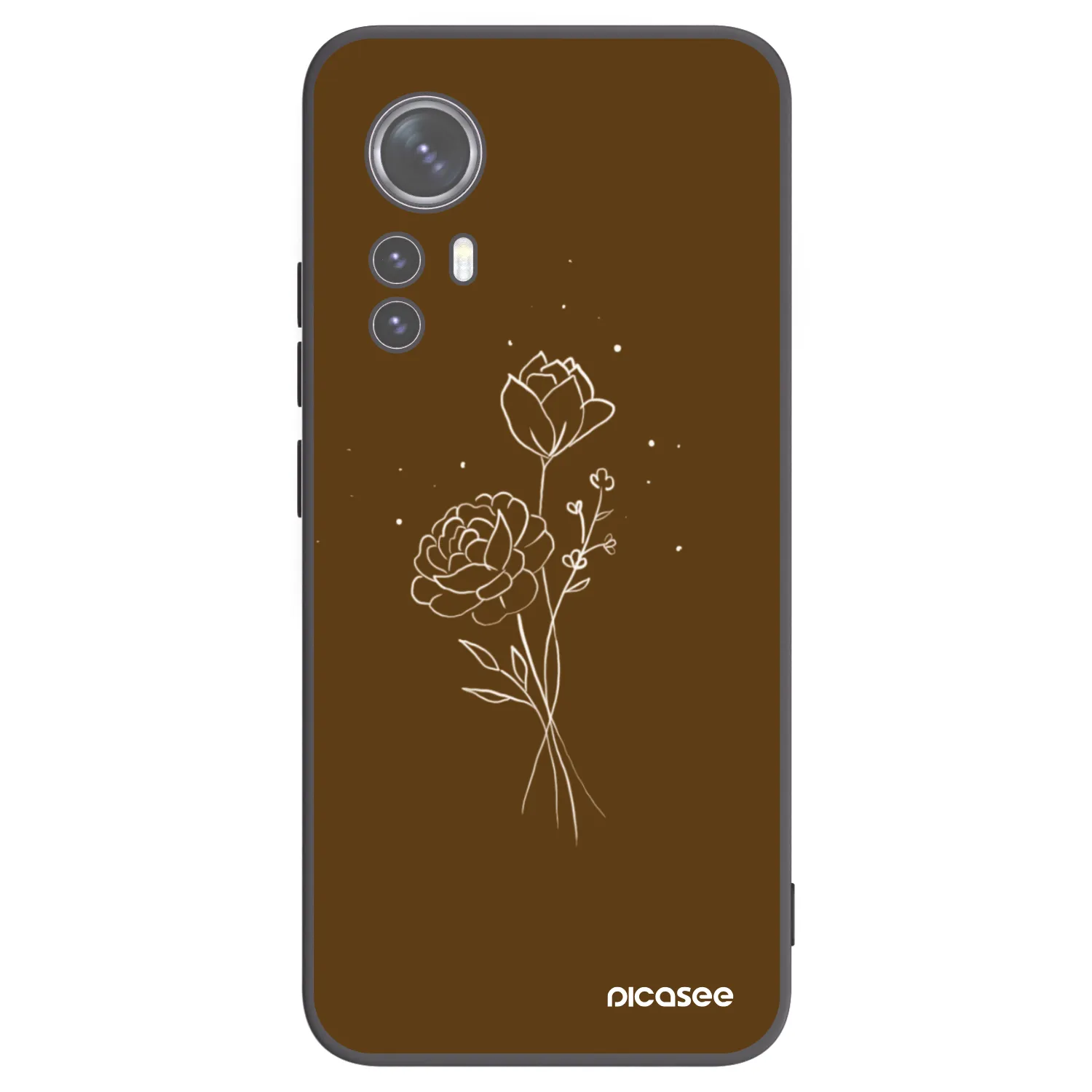 Picasee silikonski črni ovitek za Xiaomi 12X - Brown flowers