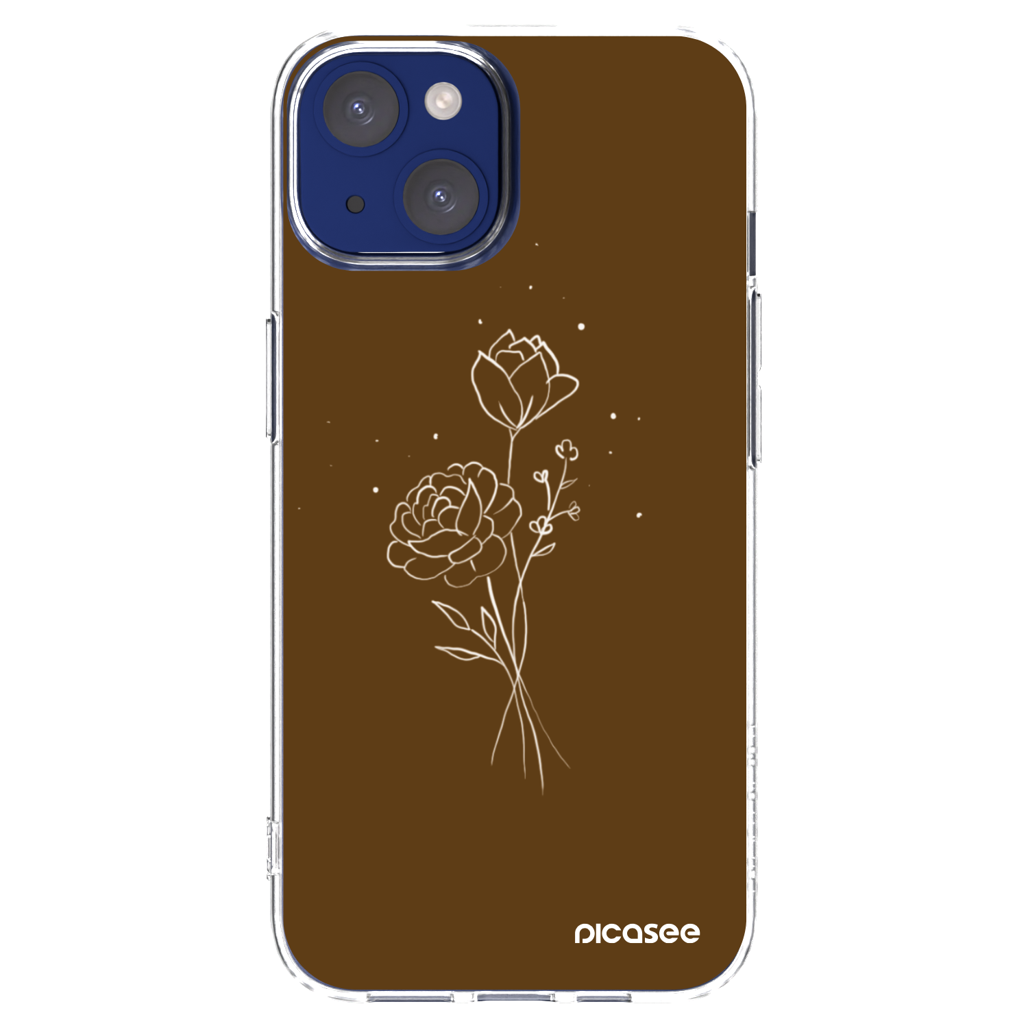 Picasee silikonski prozorni ovitek za Apple iPhone 14 - Brown flowers