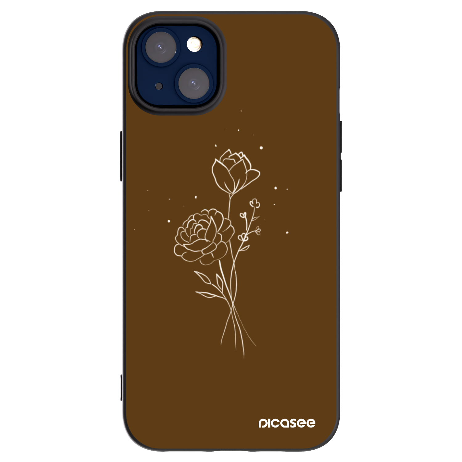 Picasee silikonski črni ovitek za Apple iPhone 14 Plus - Brown flowers
