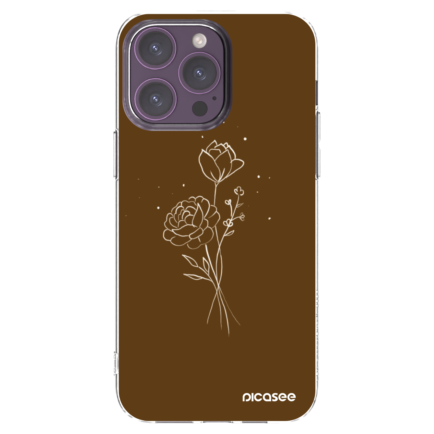 Picasee silikonski prozorni ovitek za Apple iPhone 14 Pro Max - Brown flowers