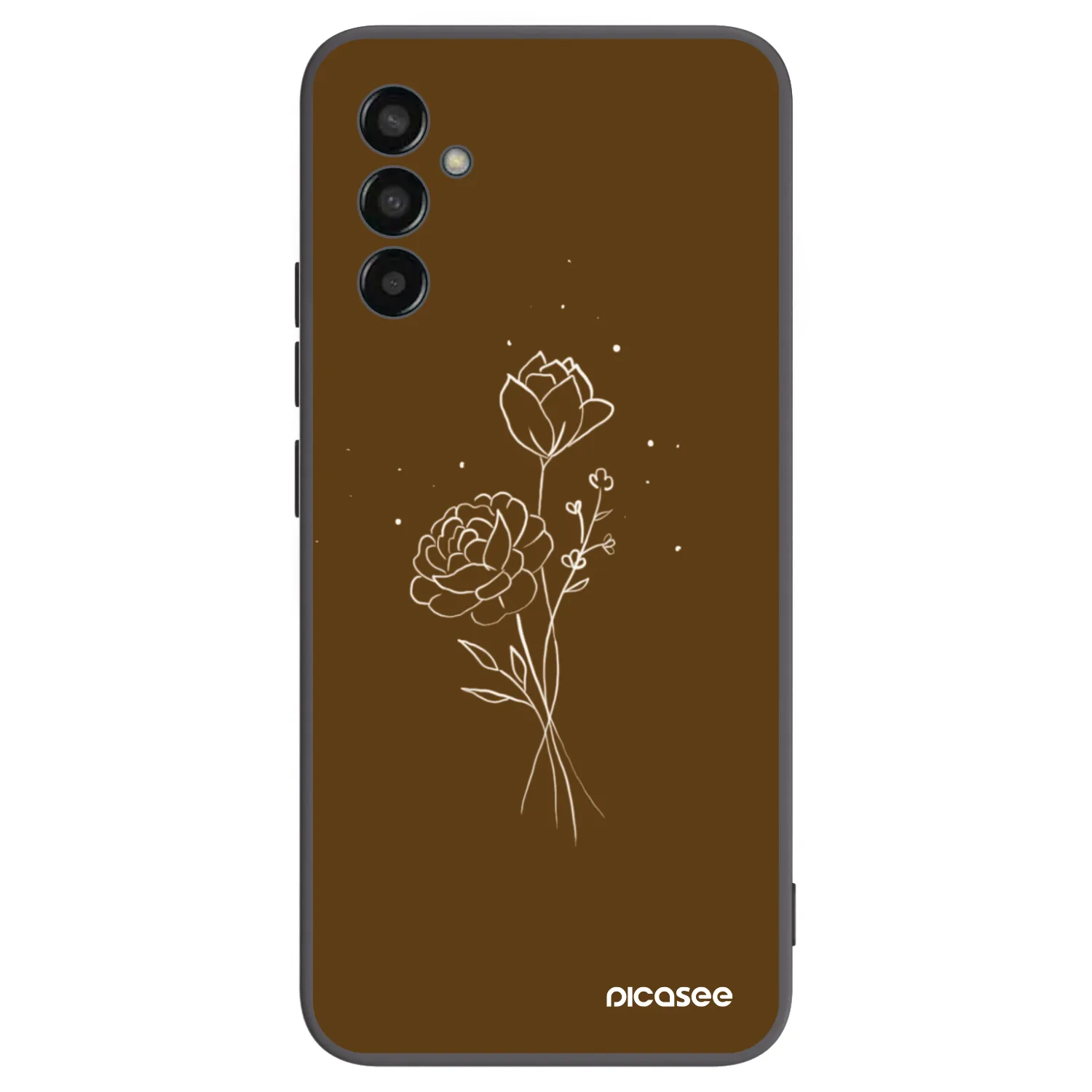 Picasee silikonski črni ovitek za Samsung Galaxy M13 M135F - Brown flowers