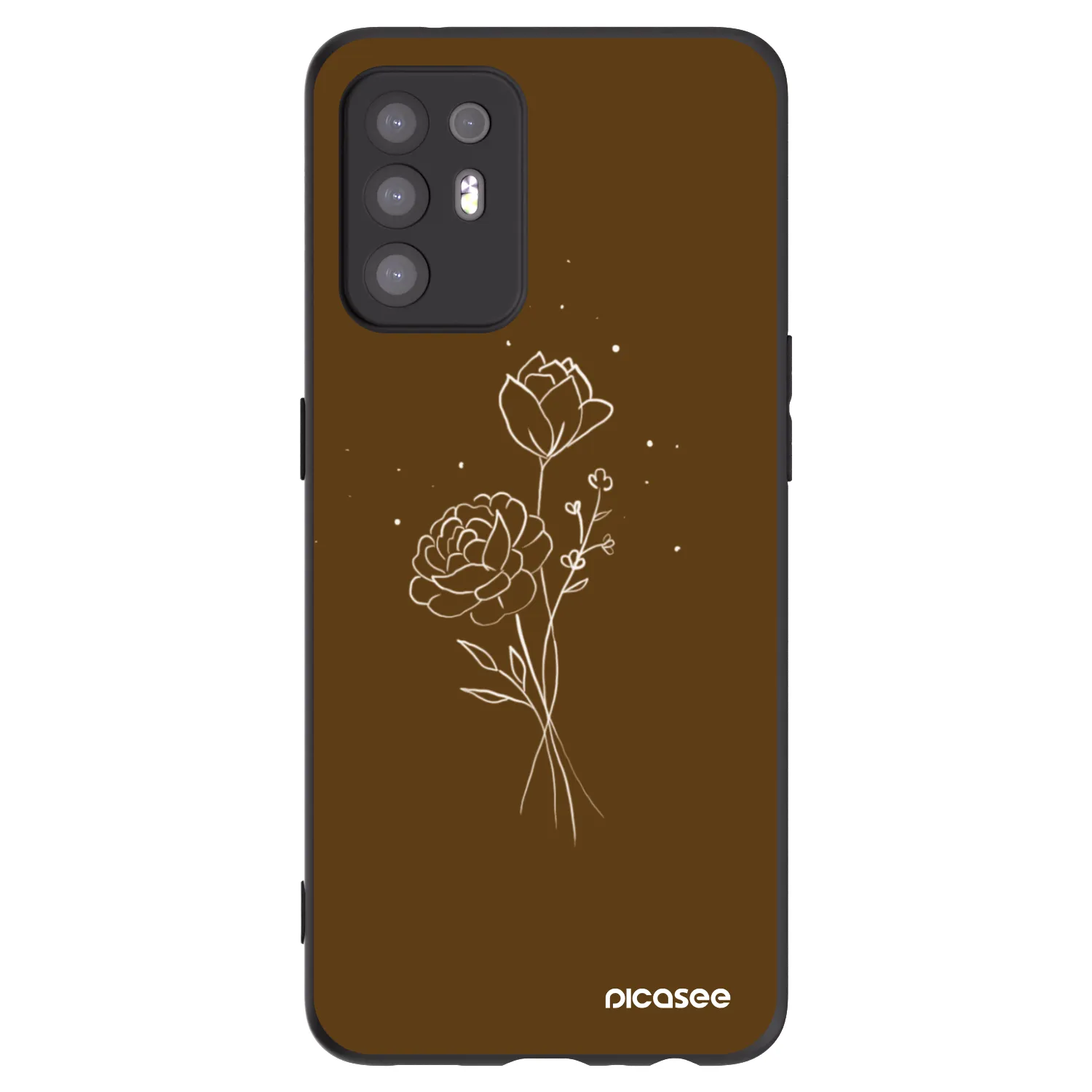 Picasee silikonski črni ovitek za OPPO A94 5G - Brown flowers