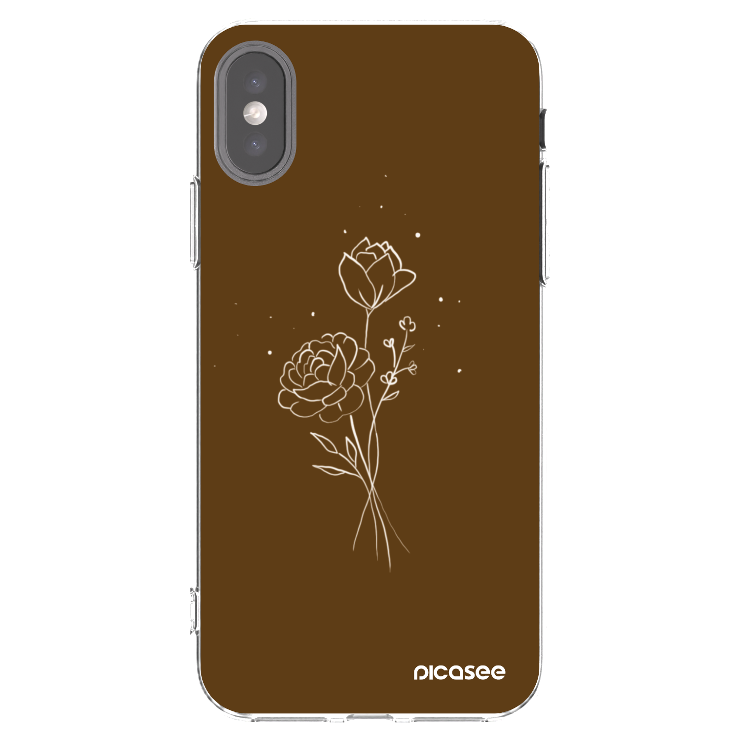 Picasee silikonski prozorni ovitek za Apple iPhone X/XS - Brown flowers