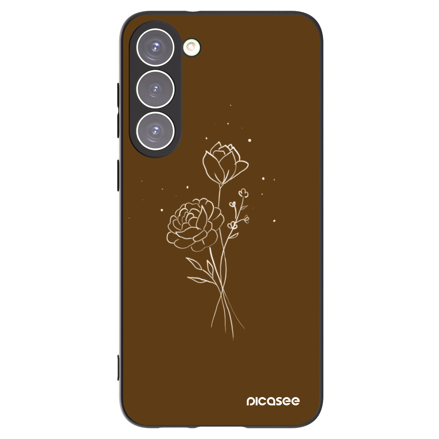Picasee silikonski črni ovitek za Samsung Galaxy S23+ 5G - Brown flowers