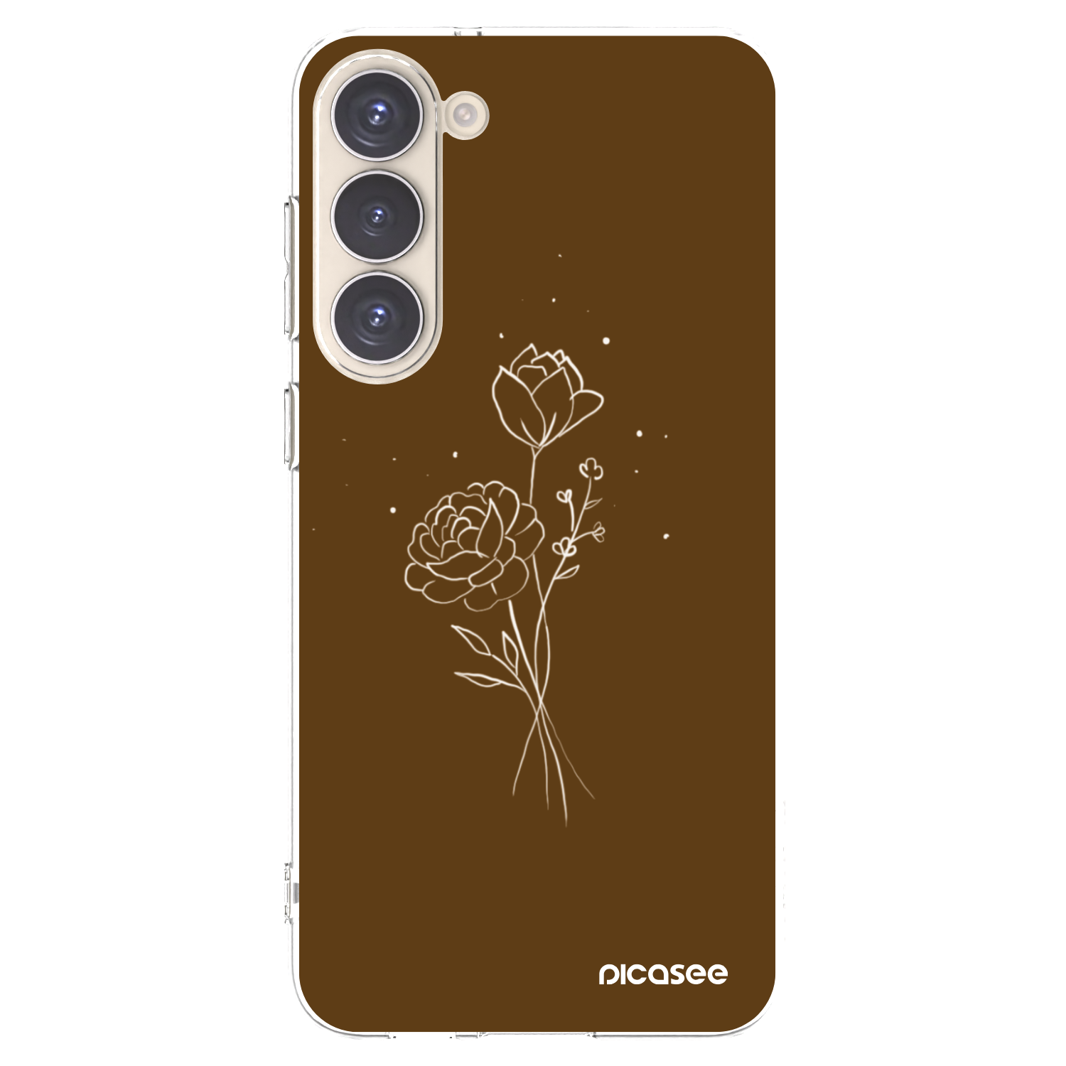 Picasee silikonski prozorni ovitek za Samsung Galaxy S23+ 5G - Brown flowers