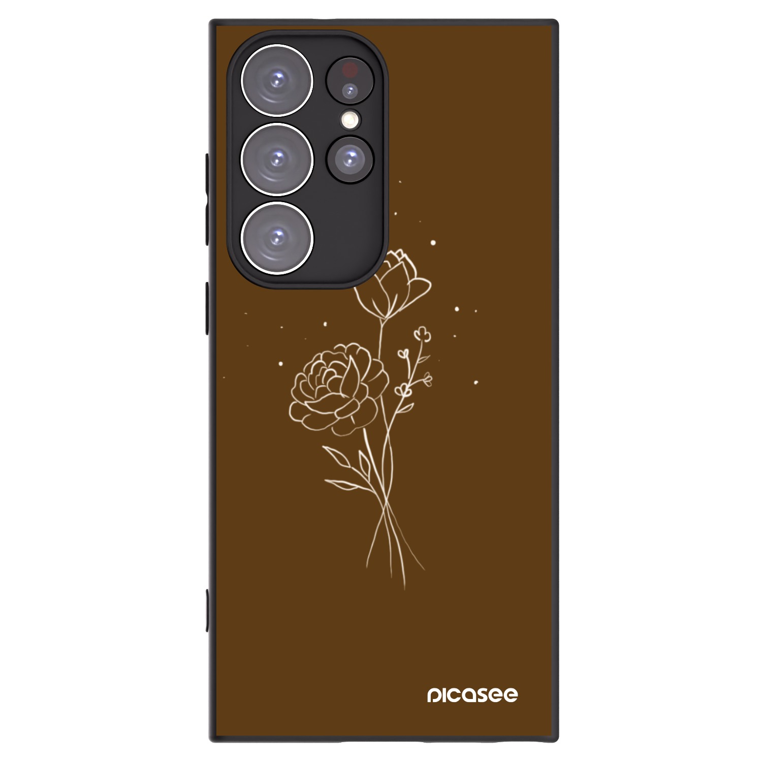 Picasee silikonski črni ovitek za Samsung Galaxy S23 Ultra 5G - Brown flowers