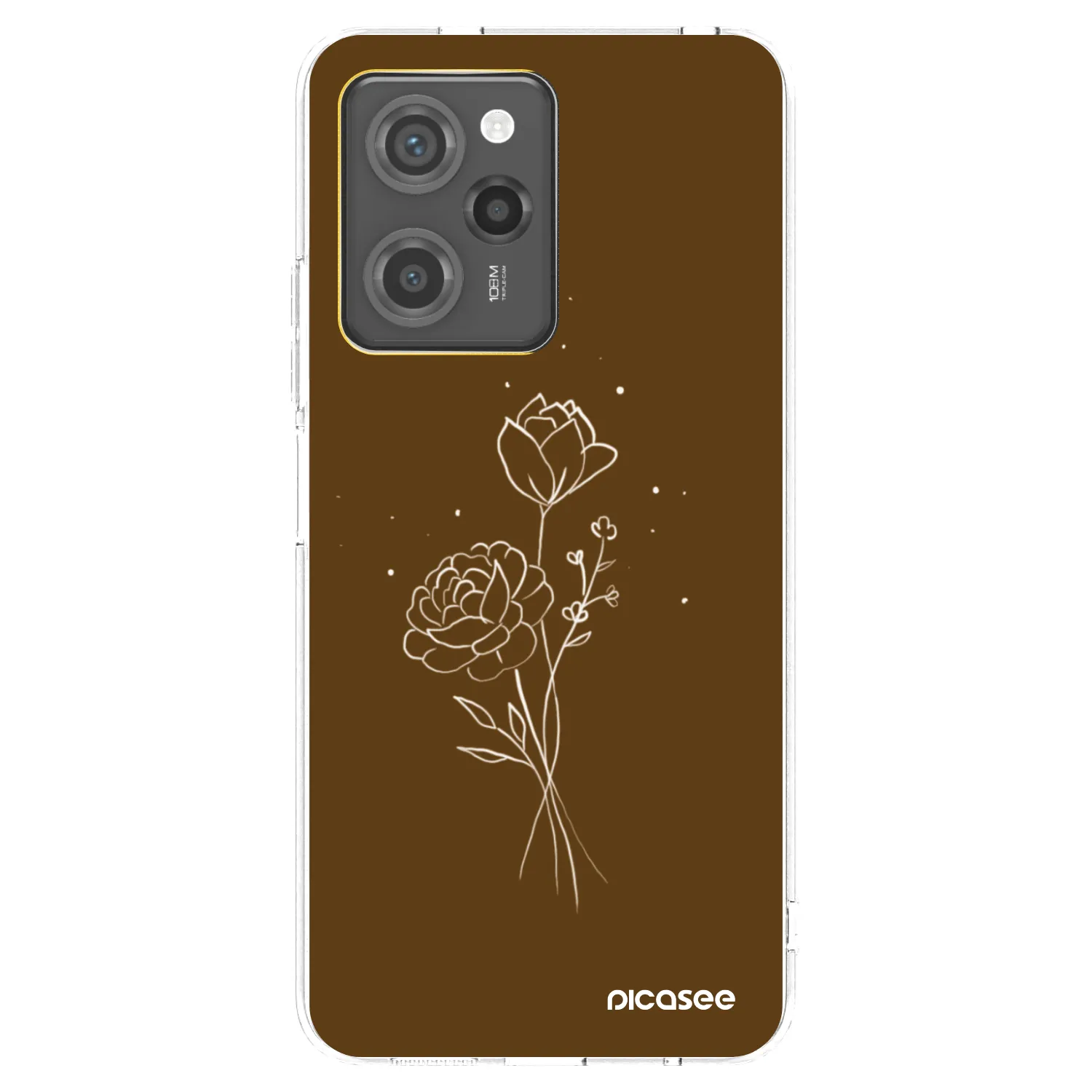 Picasee silikonski prozorni ovitek za Xiaomi Poco X5 Pro - Brown flowers