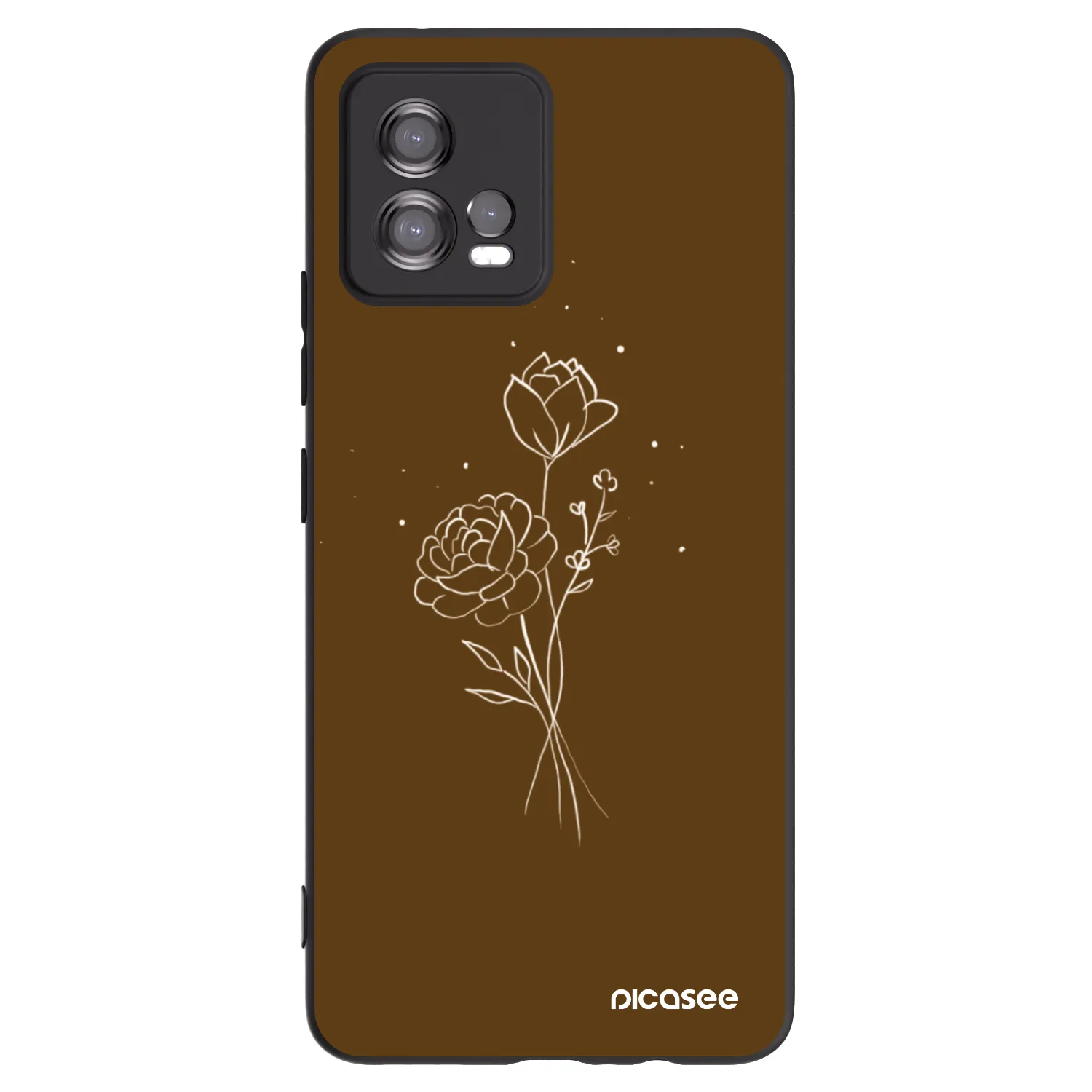 Picasee silikonski črni ovitek za Motorola Moto G72 - Brown flowers