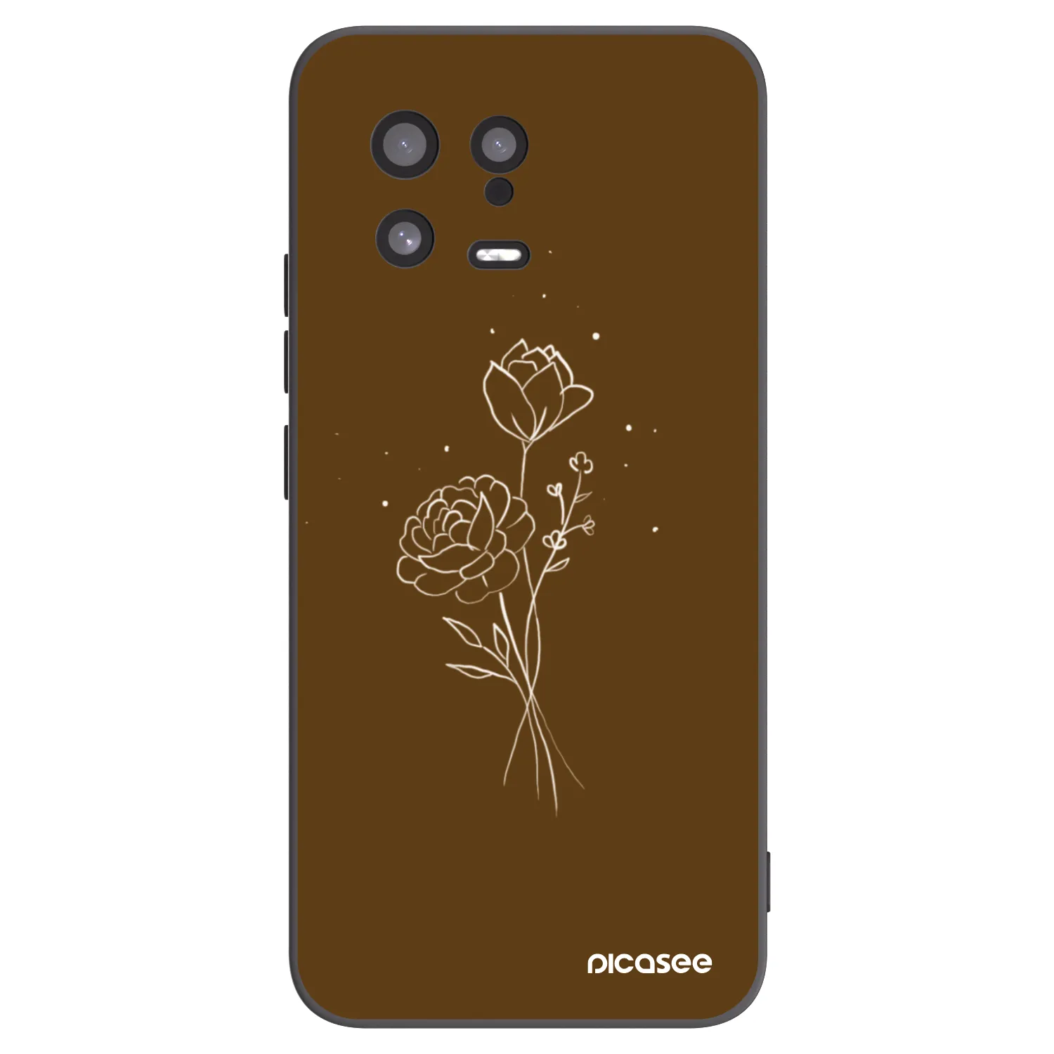 Picasee silikonski črni ovitek za Xiaomi 13 - Brown flowers